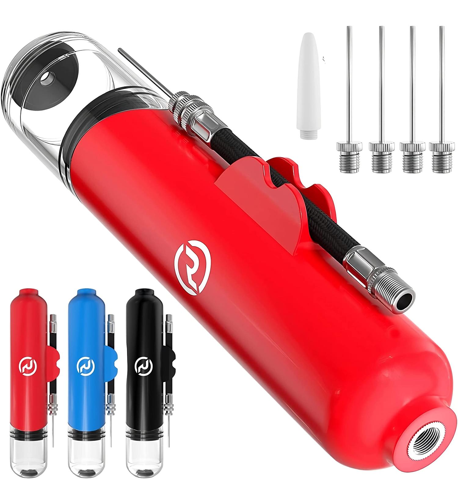Hand Pump for Balls with 5 Needles - Fast Inflation for Basketball, Soccer, Volleyball, Football - Red - Buy Online on SooperMarket.com