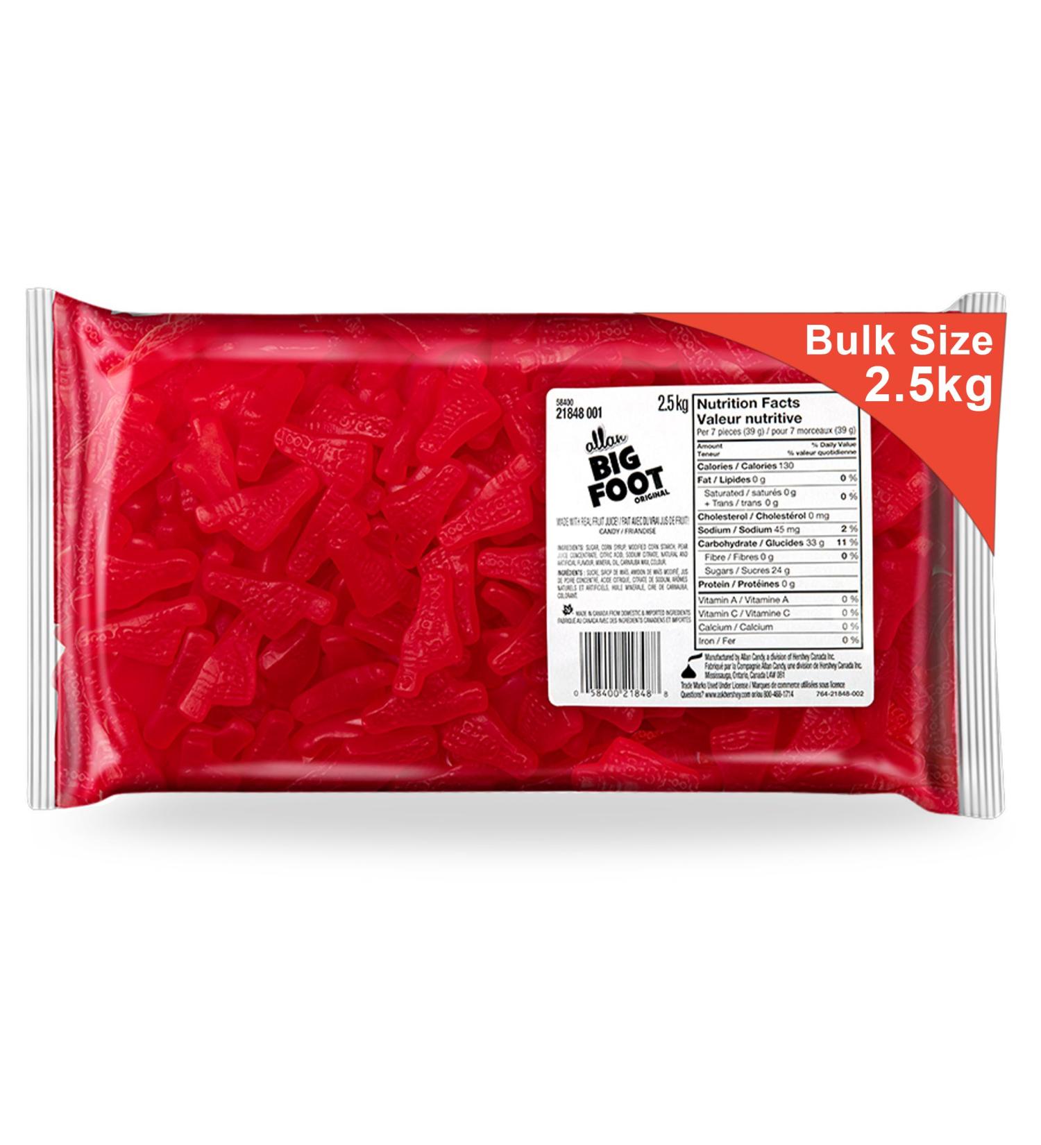 Hershey's Allan Candy Big Foot Raspberry - Gummy Candy Bulk Size 2.5kg - Buy Online on SooperMarket.com