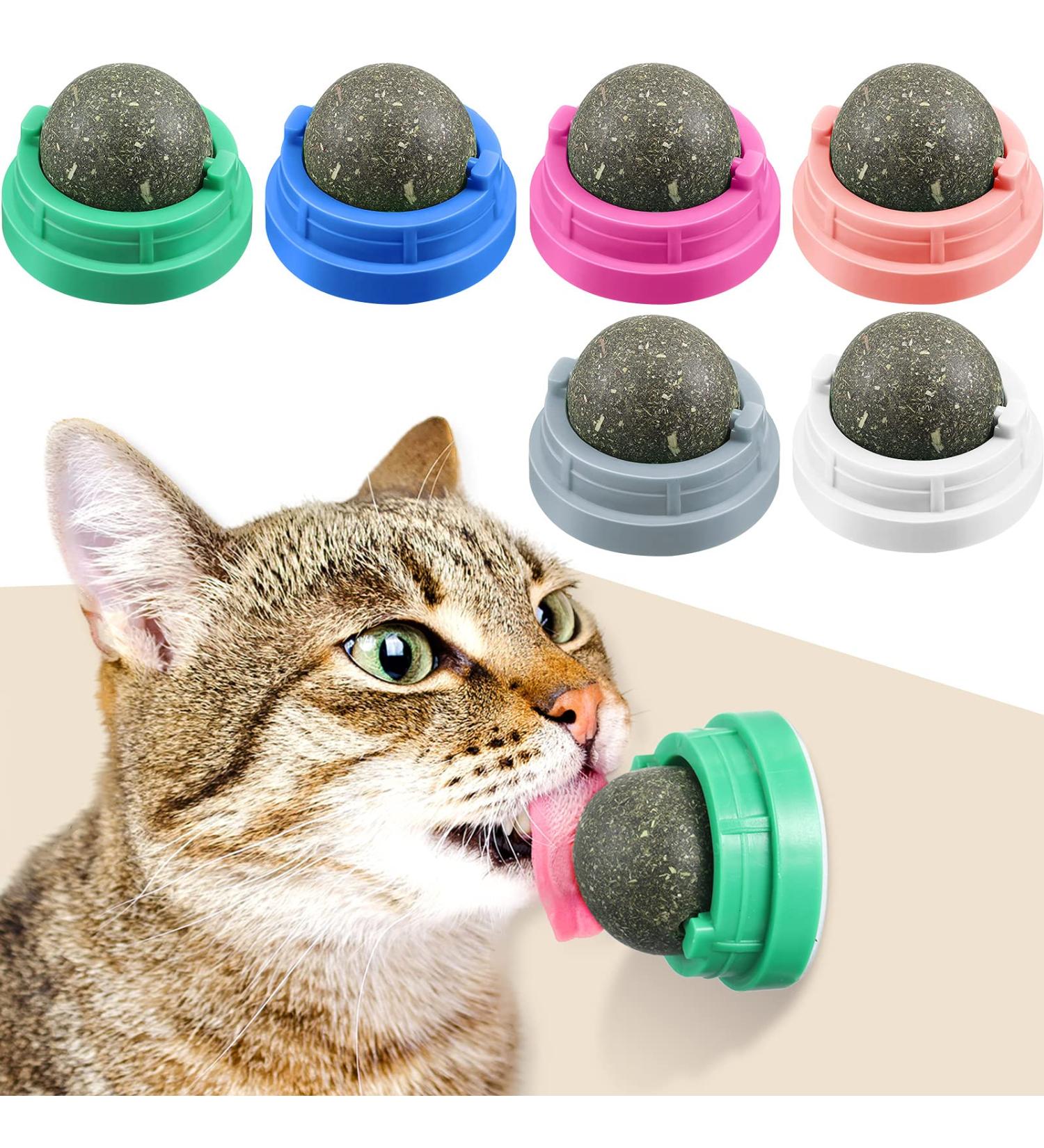 6-Piece Silvervine Catnip Wall Balls - Edible, Rotatable, and Safe Cat Treat Toys with 3 Flavors for Teeth Cleaning and Biting - Buy Online on SooperMarket.com