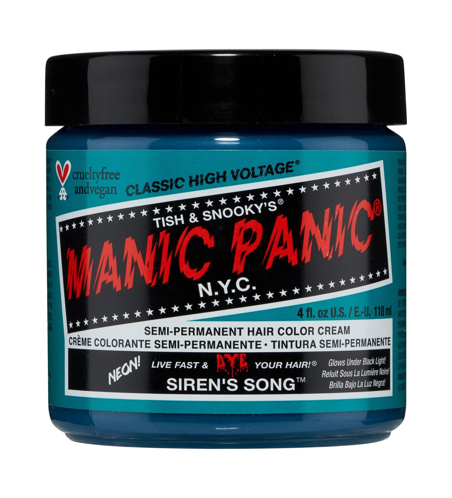 MANIC PANIC Siren's Song Neon Blue-Green Hair Dye 4oz - Vegan & PPD Free - Buy Online on SooperMarket.com