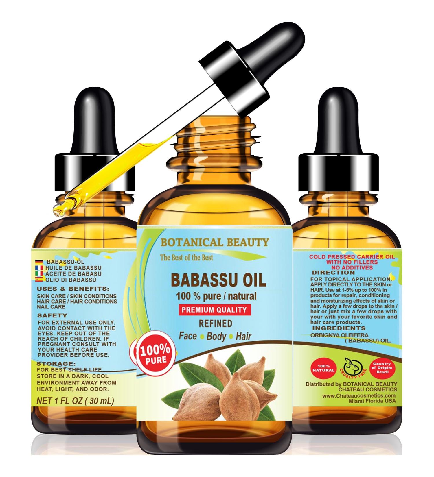 Botanical Beauty Babassu Oil - 100% Pure Natural Refined Cold-Pressed Carrier Oil for Face Skin Body Hair & Nails - Rich in Vitamin E & C - 1 Fl oz (30 ml - Buy Online on SooperMarket.com
