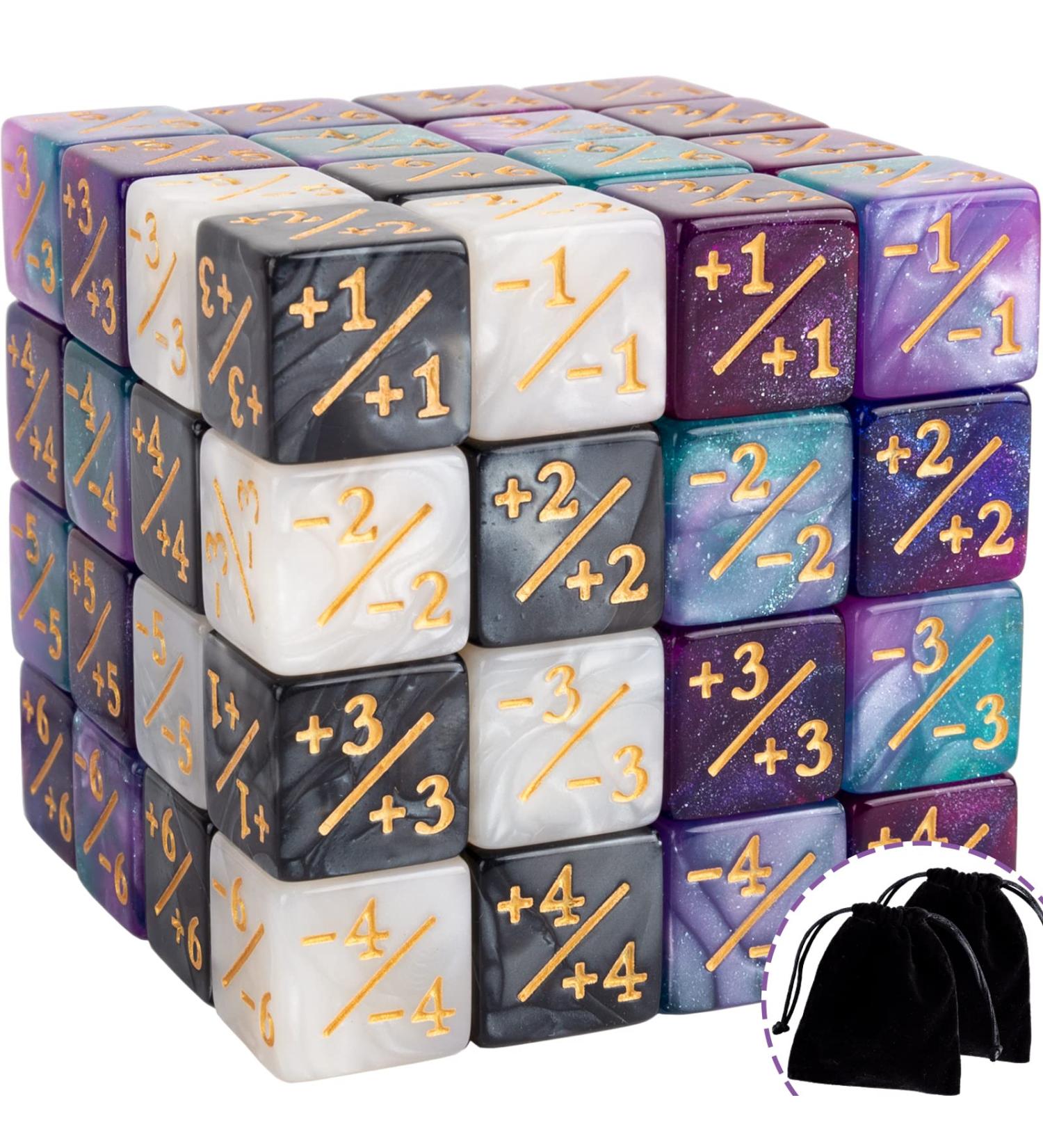 48 Pieces MTG Dice Counters Buff Token Dice Loyalty Dice Starry Marble D6 Dice Cube Compatible with Magic The Gathering  CCG  Card Gaming Accessory  4 Colors - Buy Online on SooperMarket.com