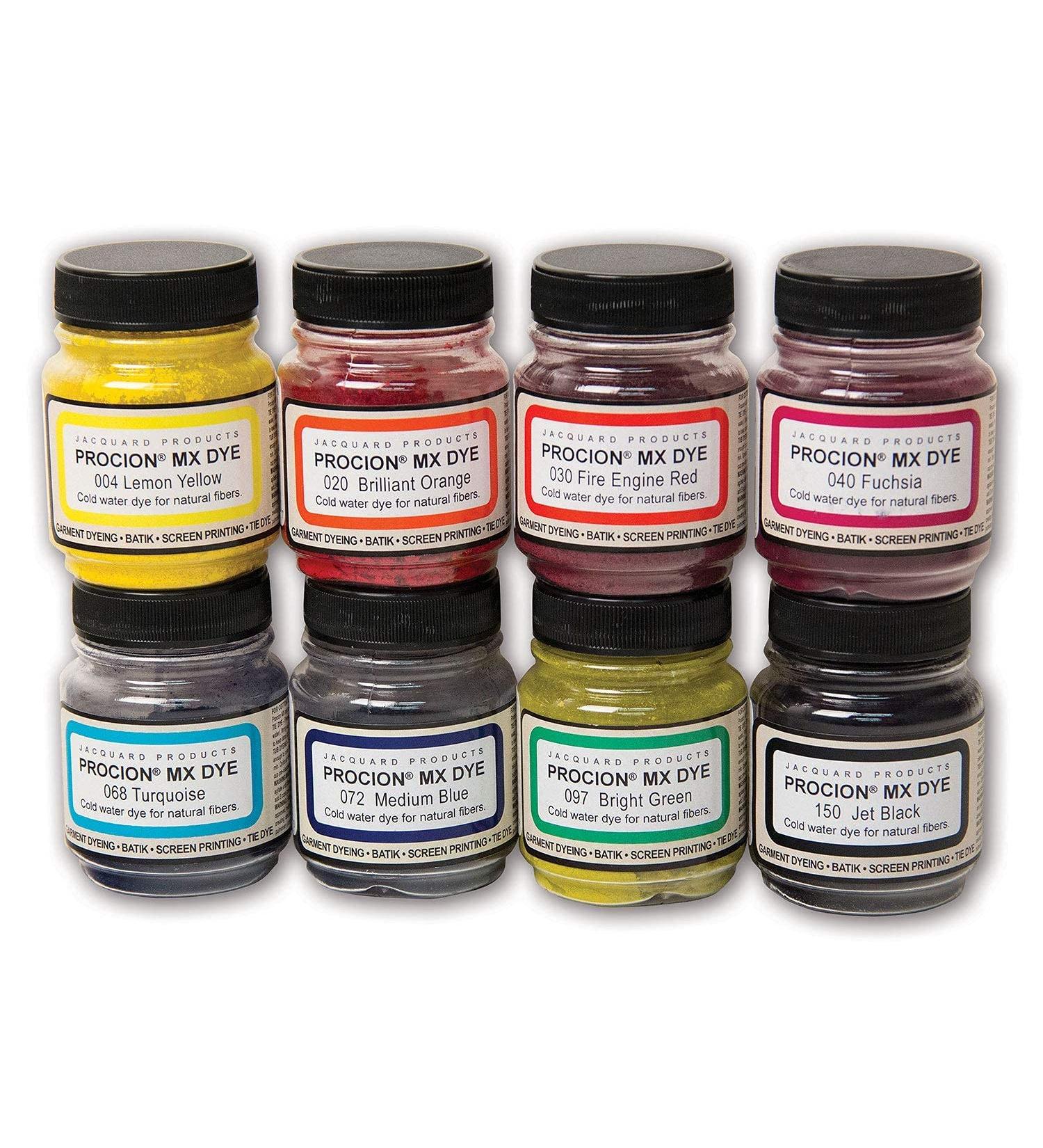 Jacquard Procion MX Dye 8 Color Set - Cold Water Fiber Reactive Dye - 2/3 oz - Permanent & Washfast - Buy Online on SooperMarket.com