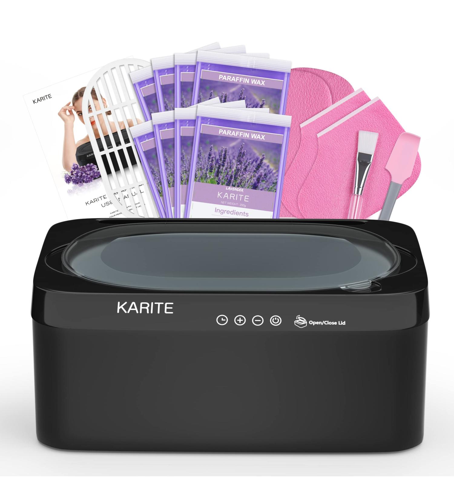 KARITE Paraffin Wax Machine for Hands and Feet | Auto Open Lid | Arthritis Paraffin Bath | Fast 20Min Meltdown | Precision Temp Control | 4500ml Warmer with 8Pack Refills - Black - Buy Online on SooperMarket.com