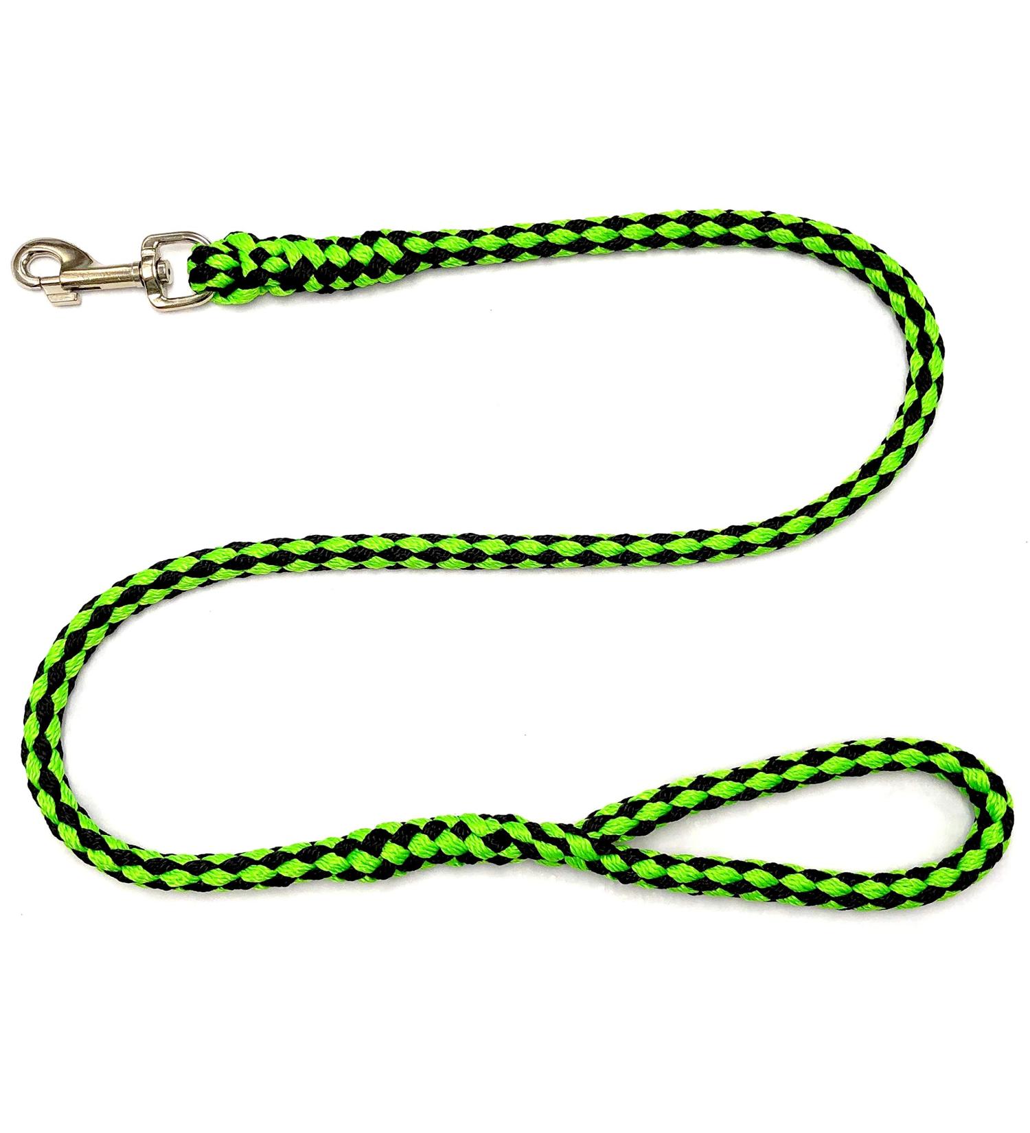 Dog leash large dogs jumbo with hand loop up to 80 kg / guide leash / practice line / training line very stable 17 colors (1.30m black-neon green) 1.30 m black-neongr n
