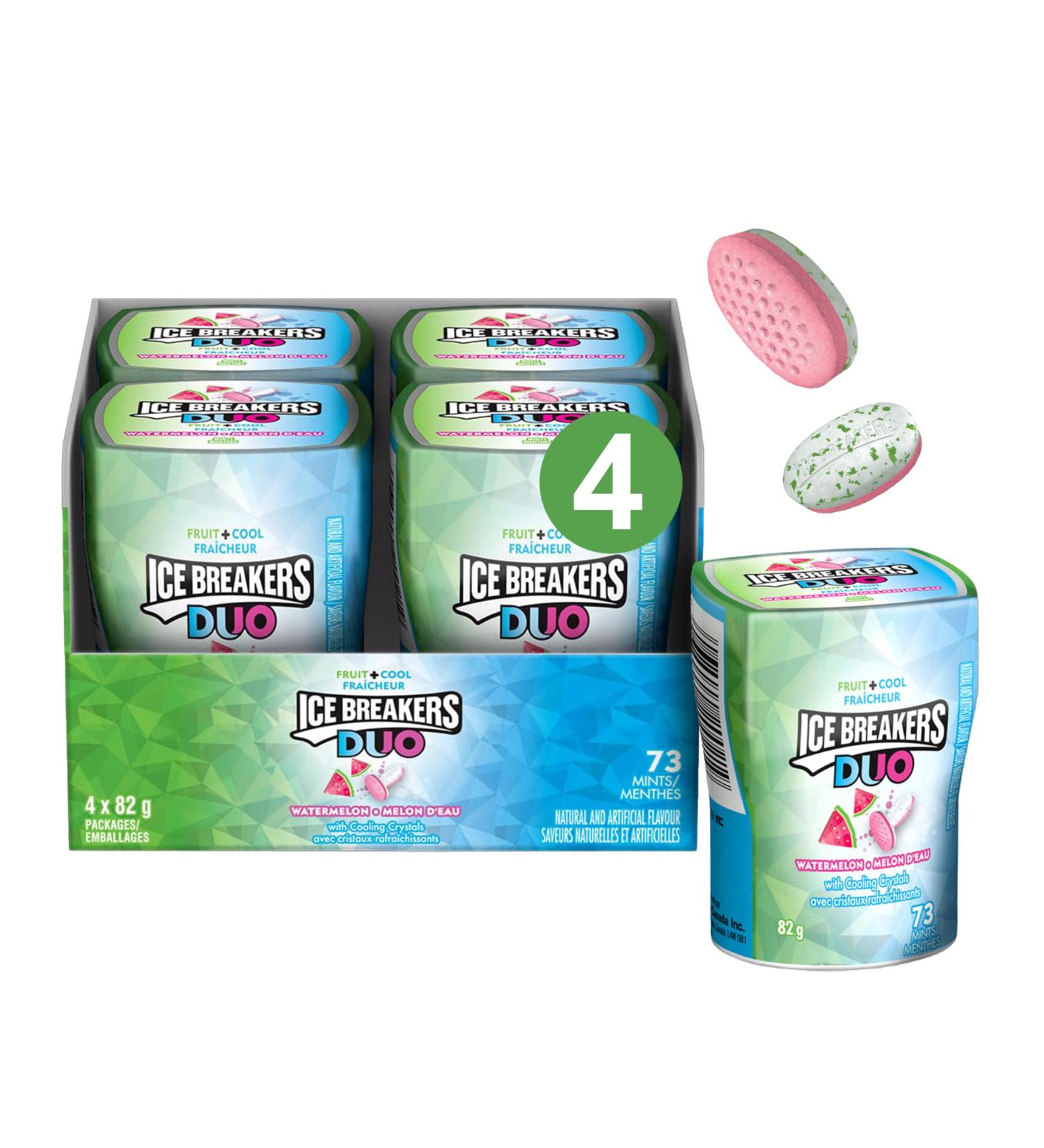 ICE BREAKERS Duo Watermelon Mints Mint Candy Candy Bulk Box 82g (Pack of 4) Watermelon Duo Mints - Buy Online on SooperMarket.com