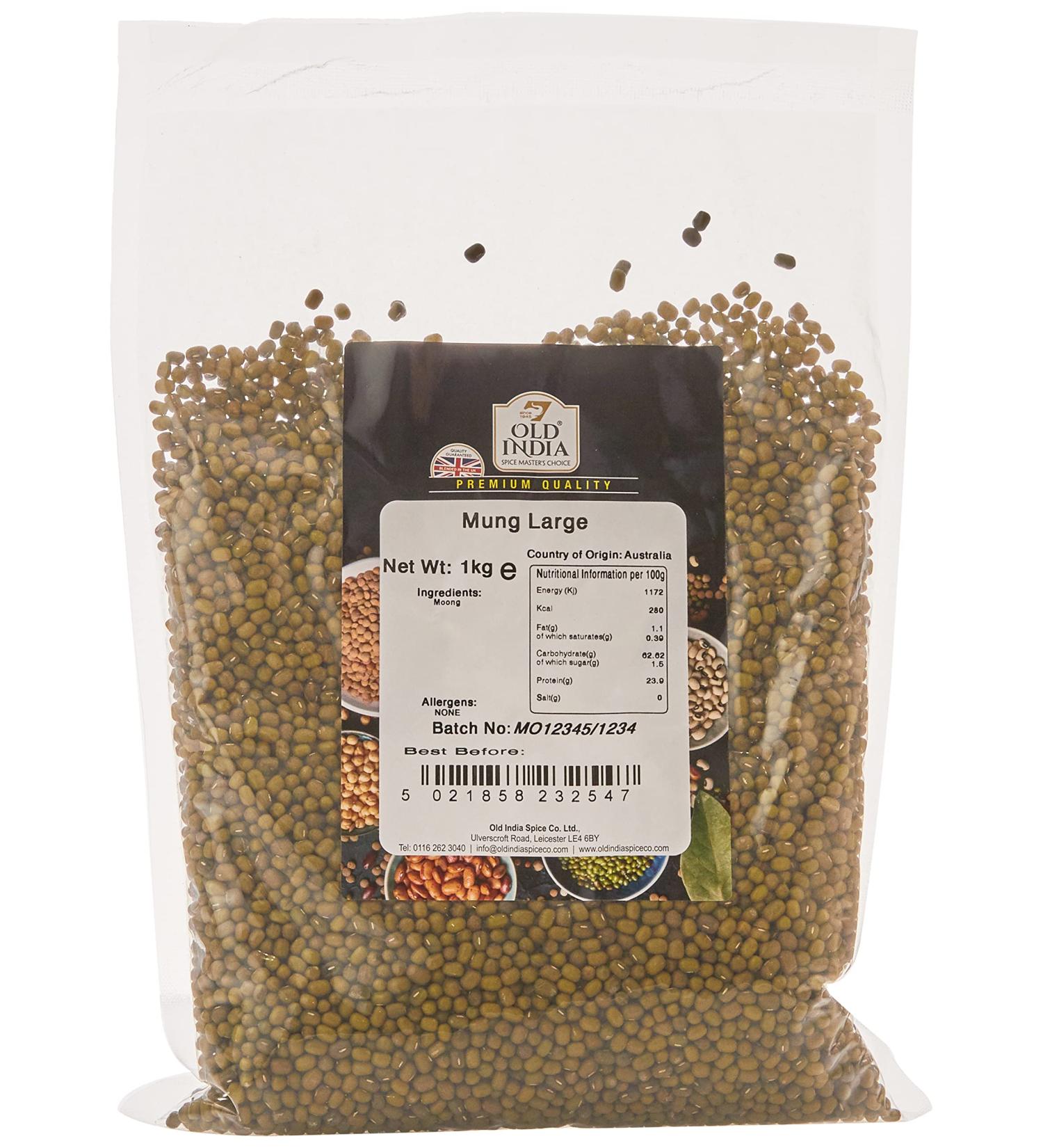 Old India Mung Large 1kg - Premium Quality Mung Beans for Cooking and Sprouting - Buy Online on SooperMarket.com