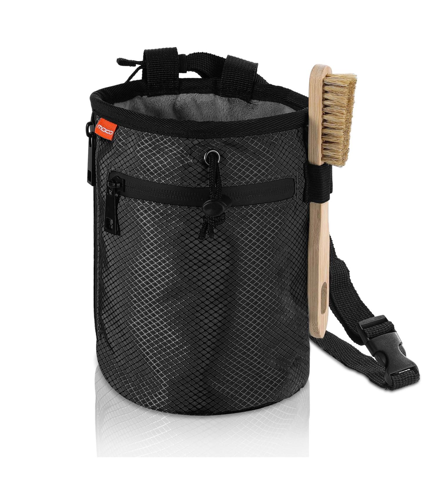 Buy Moko Waterproof Climbing Chalk Bag & Brush | Adjustable Belt 2 Storage Pockets | Ideal for Bouldering & Gymnastics - International Shipping Available - Buy Online on SooperMarket.com