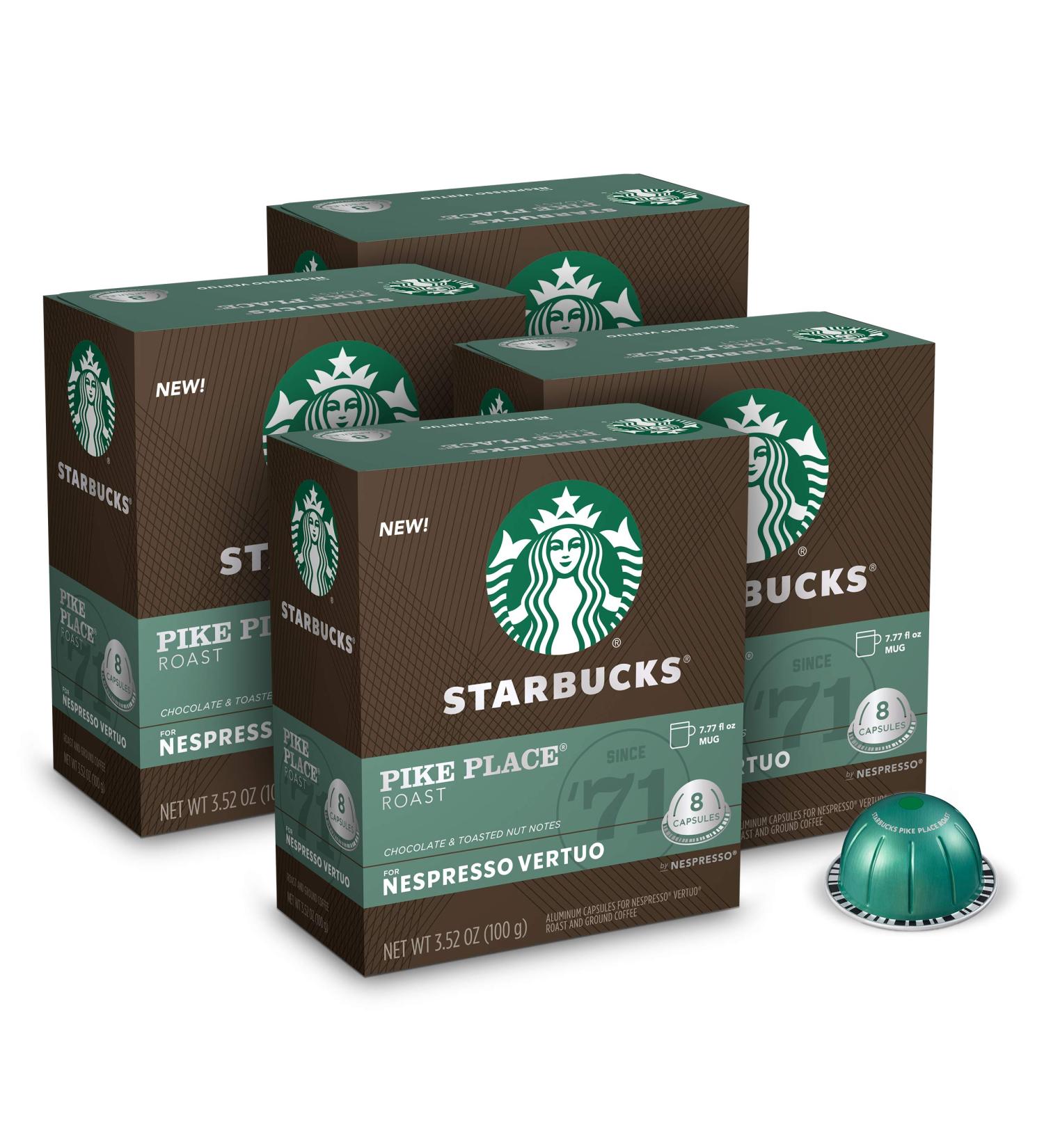 Starbucks by Nespresso Pike Place Roast Coffee - 32ct Capsules (Nespresso Vertuo Compatible) - Buy Online on SooperMarket.com
