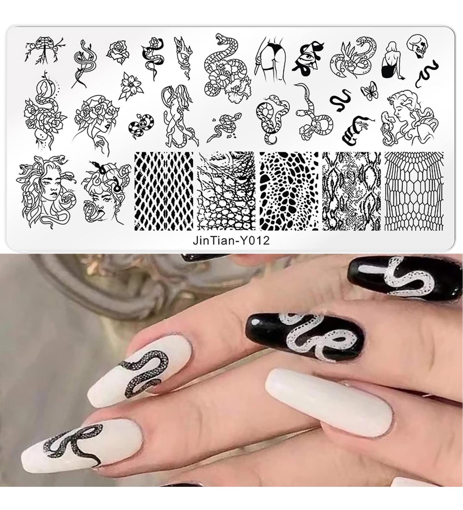 NICENEEDED Snake Nail Art Stamping Plates Geometry Nail Stamp Templates for Nail Art Equipment Animal Design Nail Plate for DIY Nail Decor Nail Art Tools - Buy Online on SooperMarket.com