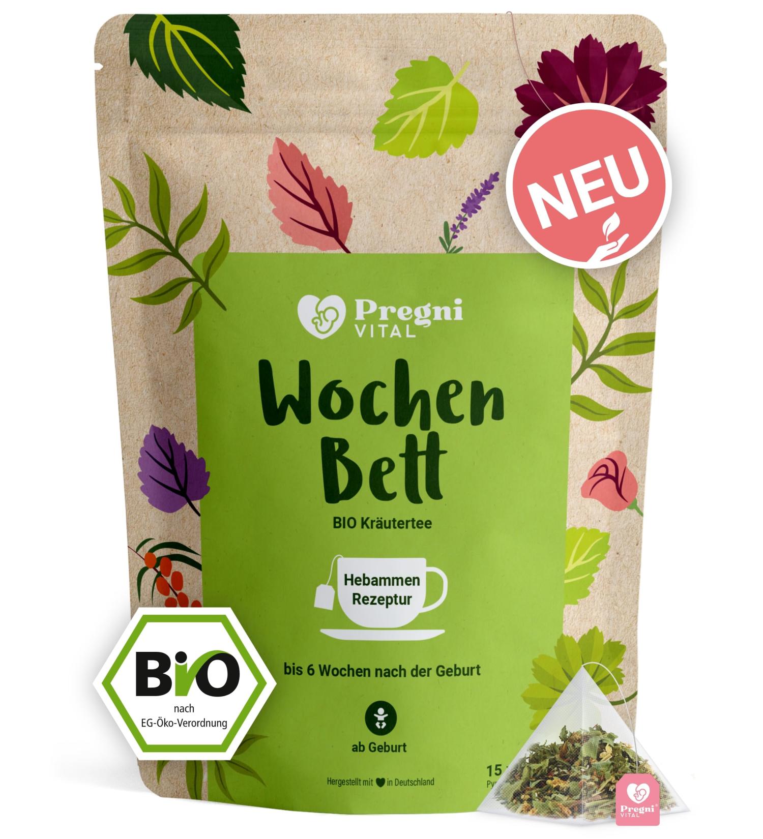 Pregnivital Puerperium Tea - 100% Organic Herbal Blend for Postpartum Recovery - Essential Female Mantle Yarrow & Shepherd's Whitewash - 15 Tea Bags - Buy Online on SooperMarket.com