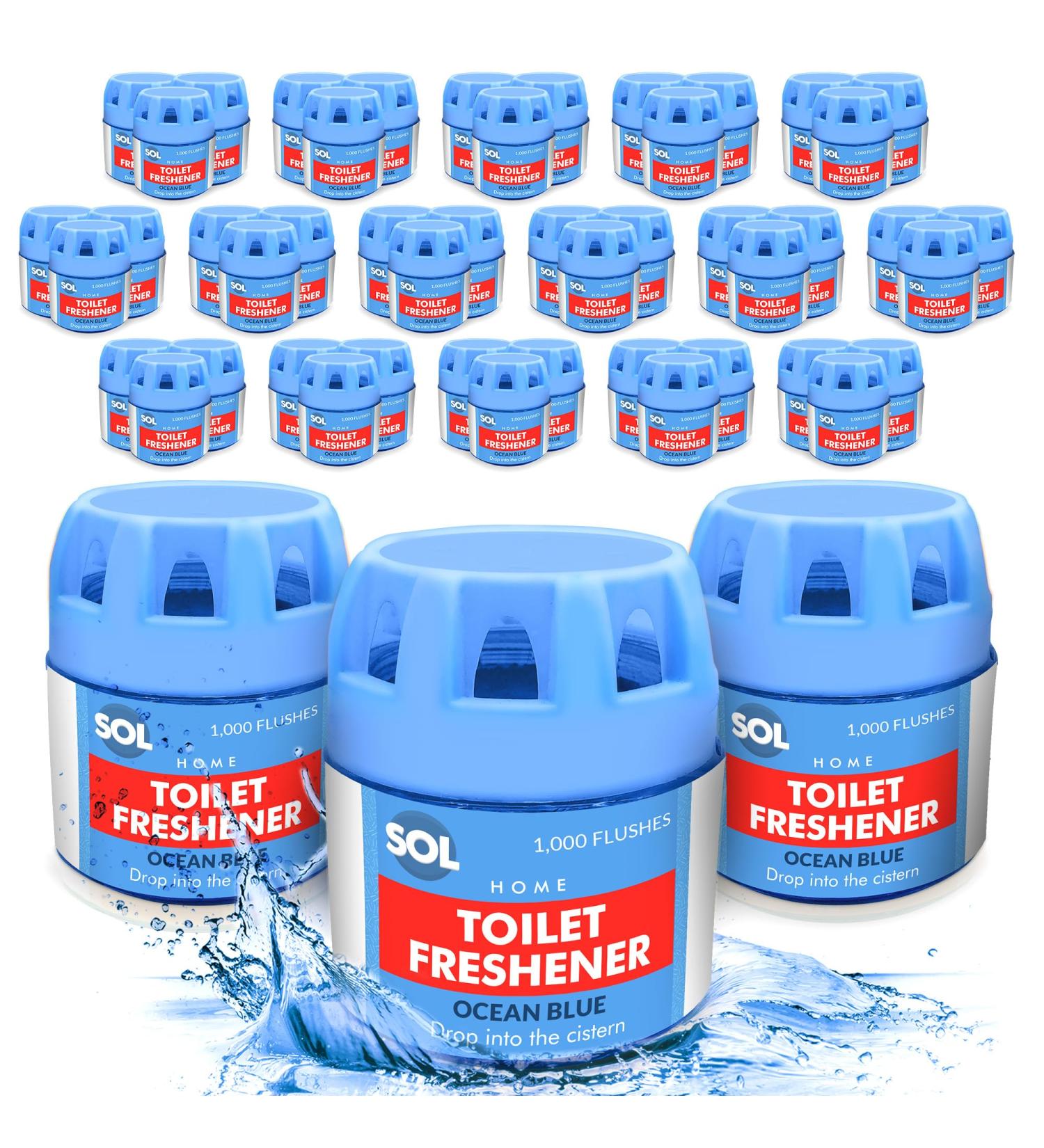 48pk Ocean Blue Toilet Fresheners 70g - 1000 Flushes, Limescale Prevention - Toilet Cistern Blocks - Buy Online on SooperMarket.com
