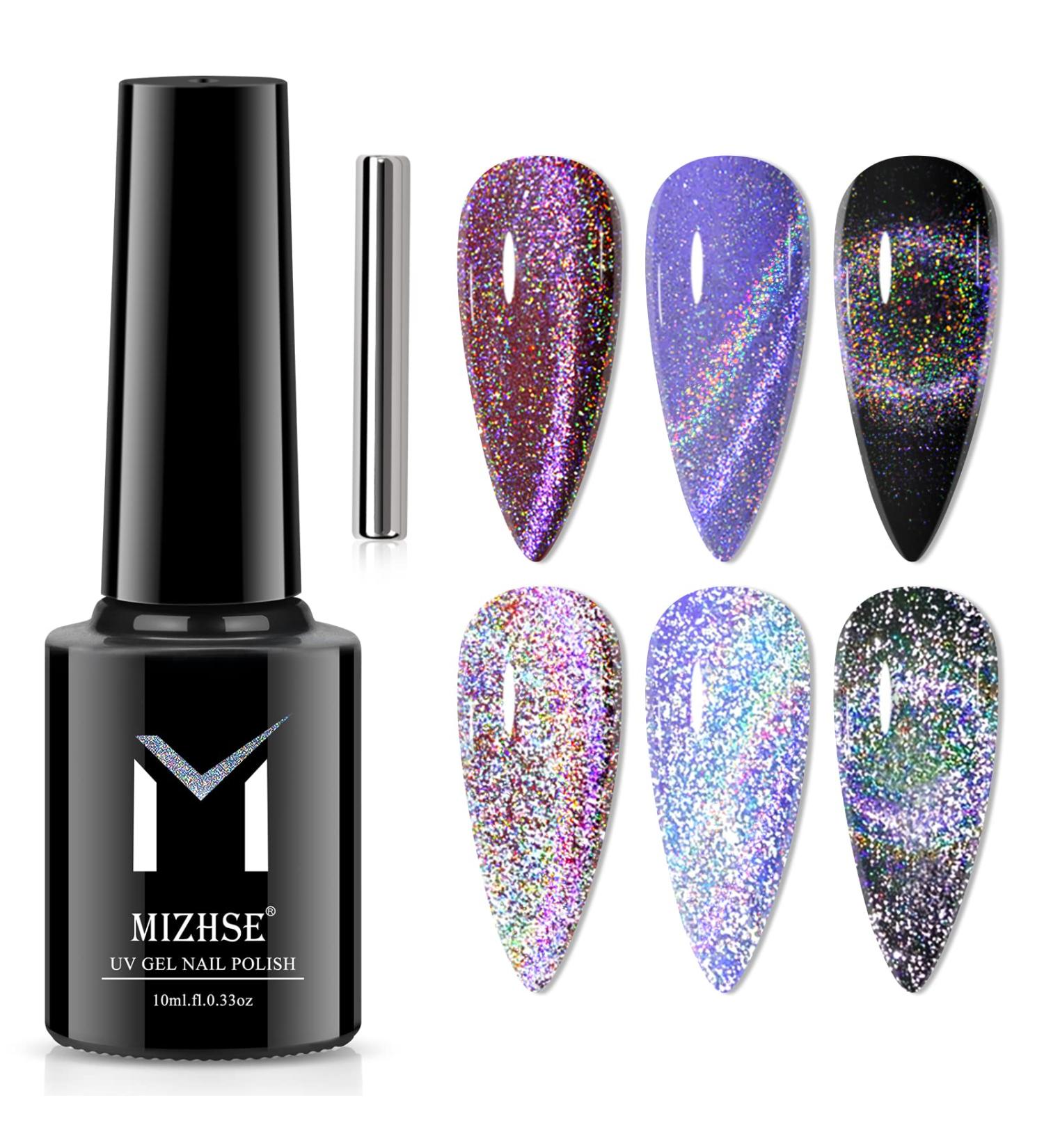 MIZHSE Universal Reflective Rainbow Cat Eye Gel Nail Polish | 10ml Holographic 9D Laser Manicure for Stunning Nail Art Salon - Buy Online on SooperMarket.com