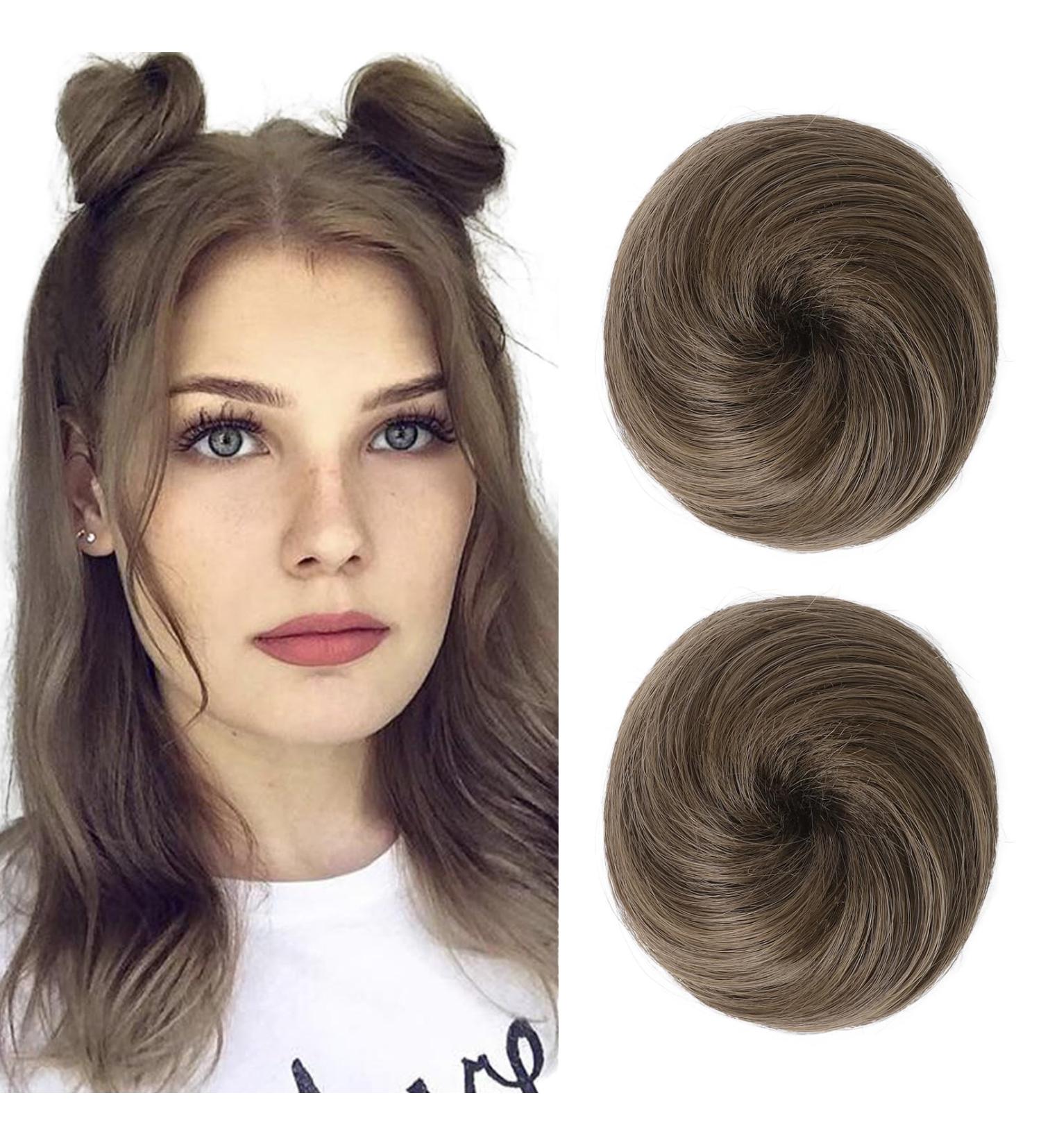 REECHO 2 PCS Mini Claw Clip in Messy & Cat Ears Hair Bun Extensions Wig Accessory Updo Hairpieces for Women Girls (Pack of 2-3" Straight Ash Light Brown) Pack of 2 - 3" Straight Ash Light Brown - Buy Online on SooperMarket.com