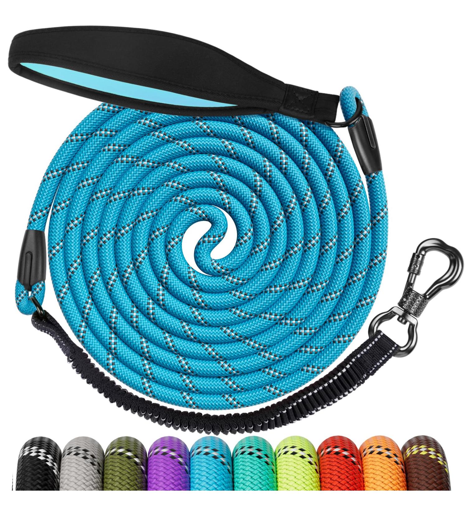 Shop Aystkniet Bungee Tow Leash for Dogs - 30m Shock-Absorbing Dog Leash with Padded Handle & Lockable Hook - Perfect for Medium & Large Dogs - Blue - Buy Online on SooperMarket.com
