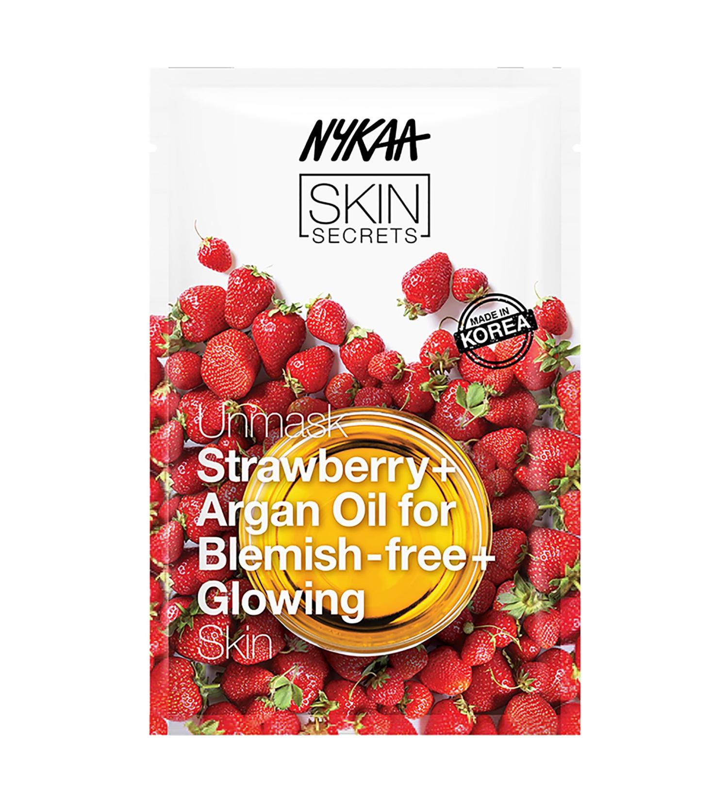 Nykaa Naturals Skin Secrets Bubble Sheet Mask - Strawberry & Argan Oil for Dull Dry Skin | Reduces Dark Spots & Blemishes - 0.67 oz - Buy Online on SooperMarket.com