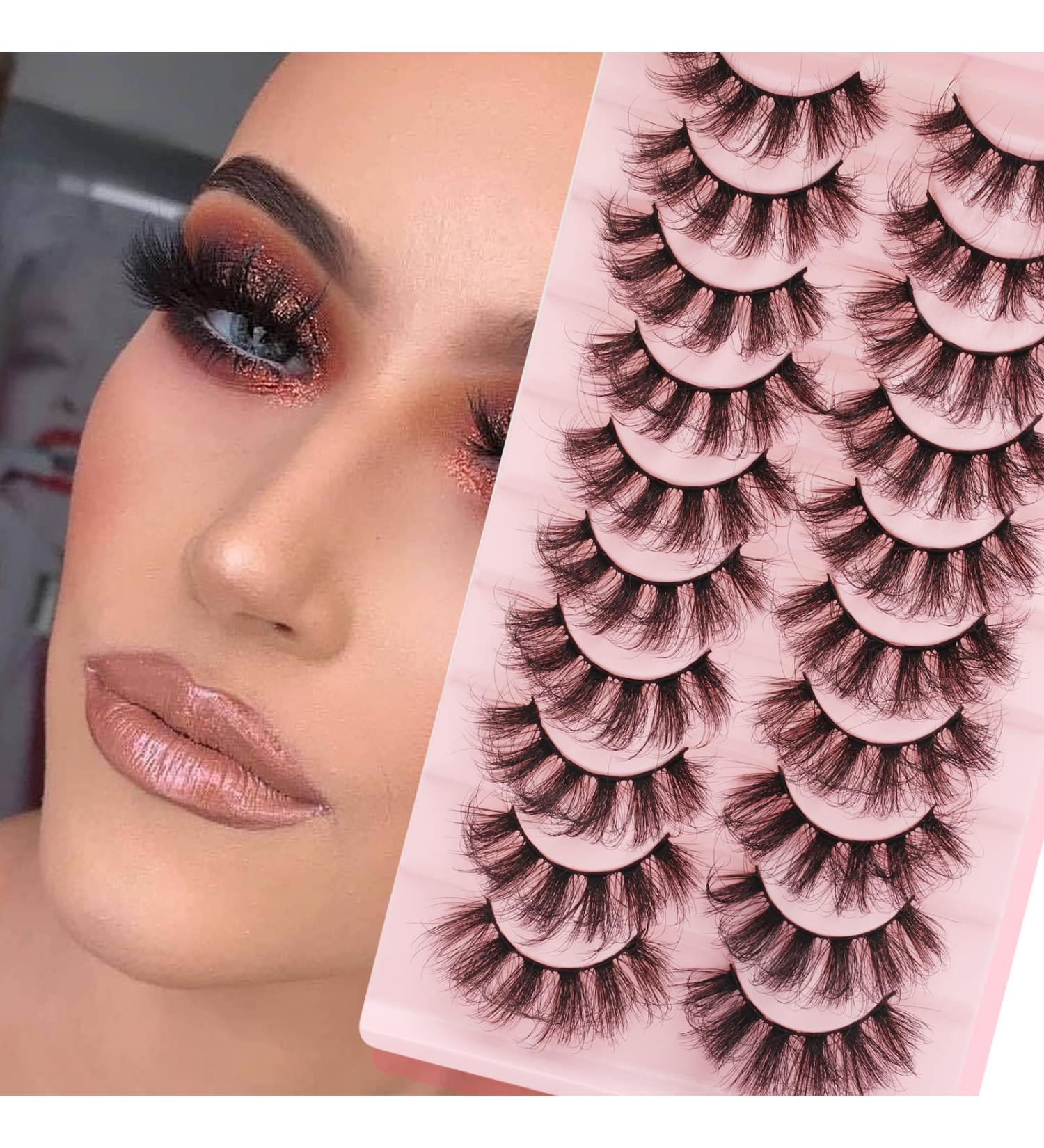 MilyBest 18mm Fluffy Cat Eye False Eyelashes - 10 Pairs | D Curl Volume Faux Mink Lashes for Natural Wispy Look - Pack A - Buy Online on SooperMarket.com