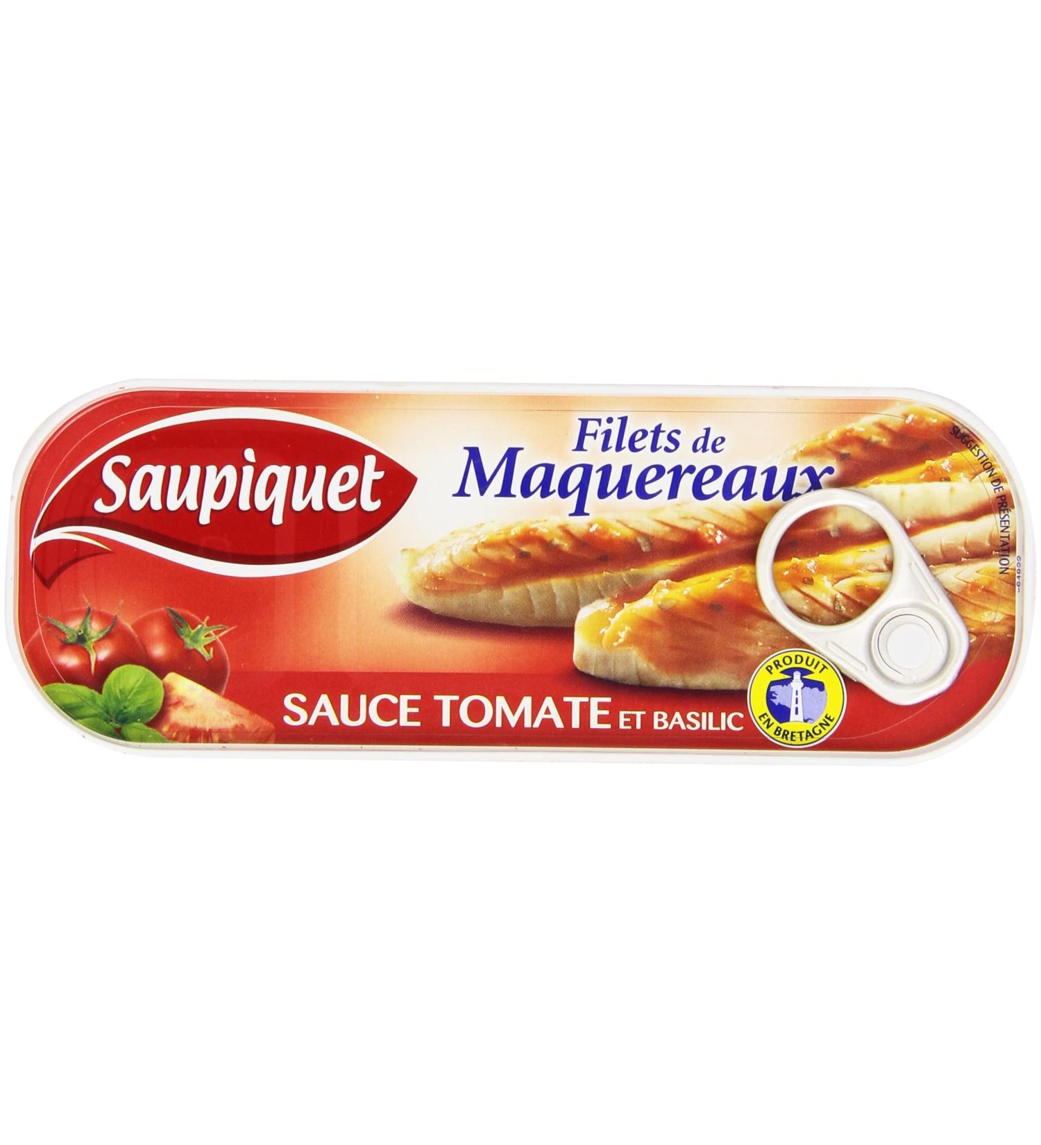 Saupiquet Mackerel Fillets in Tomato and Basil Sauce Box 169Â g - Buy Online on SooperMarket.com