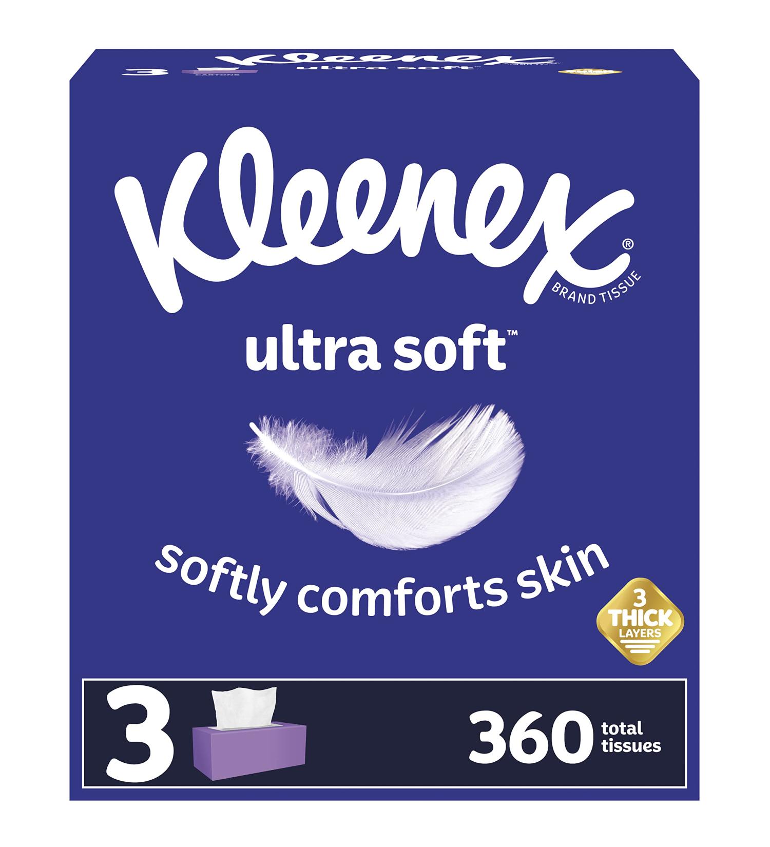 Kleenex Ultra Soft Facial Tissues - 360 Total Tissues, 120 Count (Pack of 3) - Buy Online on SooperMarket.com