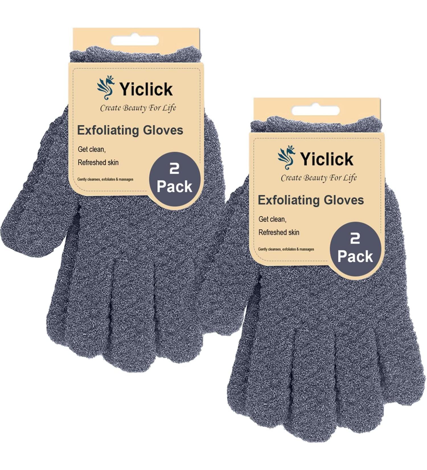 Yiclick Heavy Exfoliating Gloves (2 Pairs) - Body Scrubber for Bath Shower Exfoliation - Dead Skin Remover Loofah Mitt - Men Women - 4 Pcs - Buy Online on SooperMarket.com