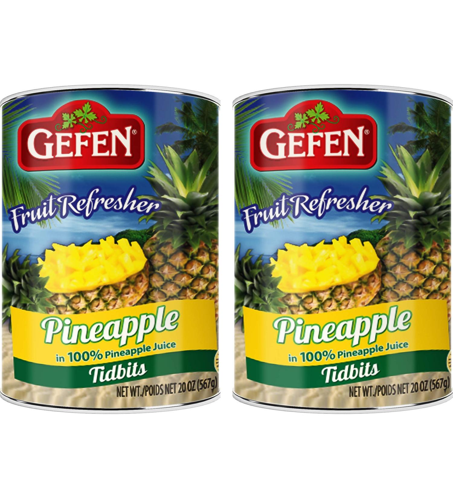 Gefen Pineapple Tidbits 20oz (2 Pack) All Natural Kosher for Passover