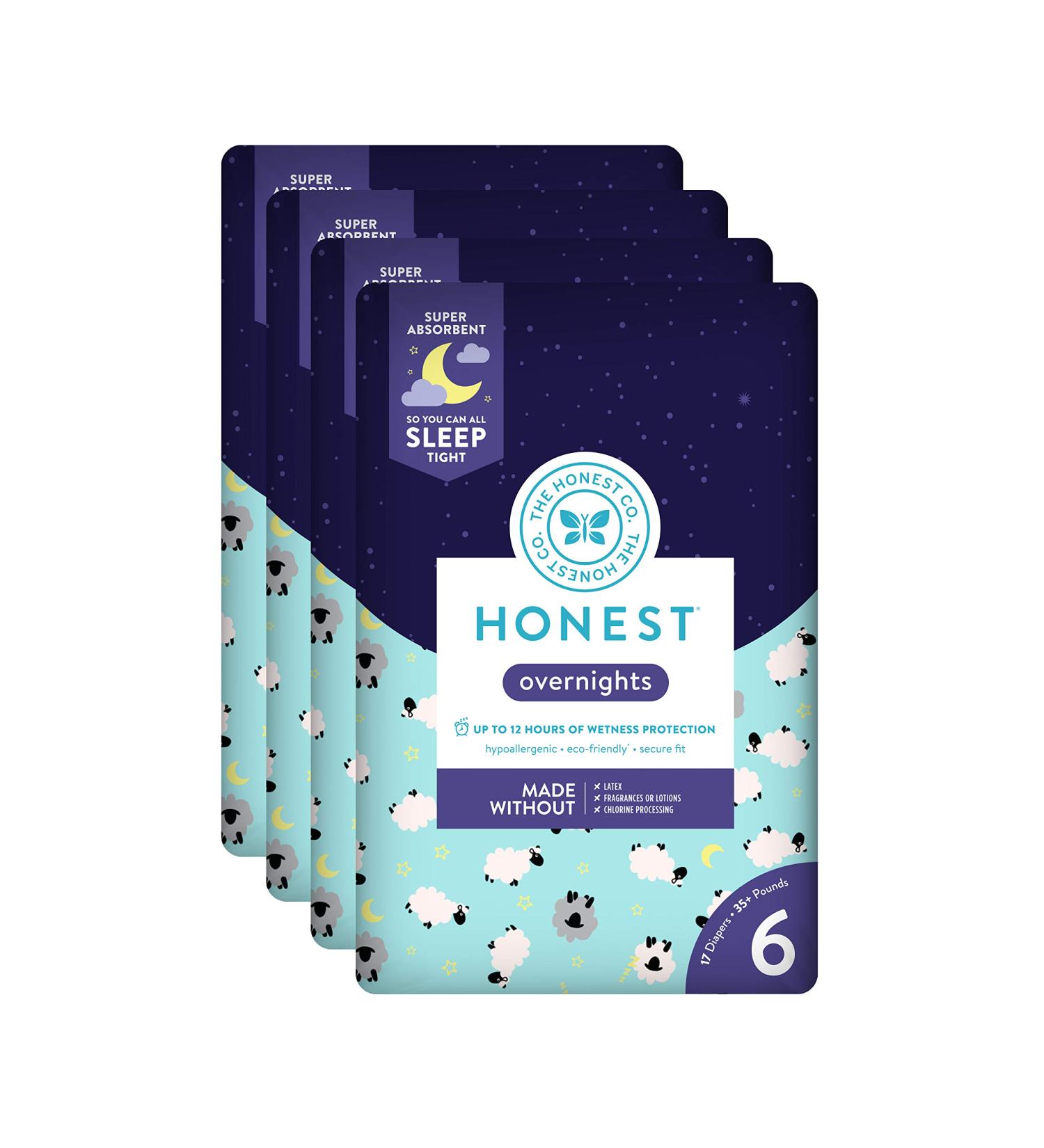 The Honest Company Overnight Diapers Size 6 - 17 Count (Pack of 4) Sleepy Sheep - Buy Online on SooperMarket.com