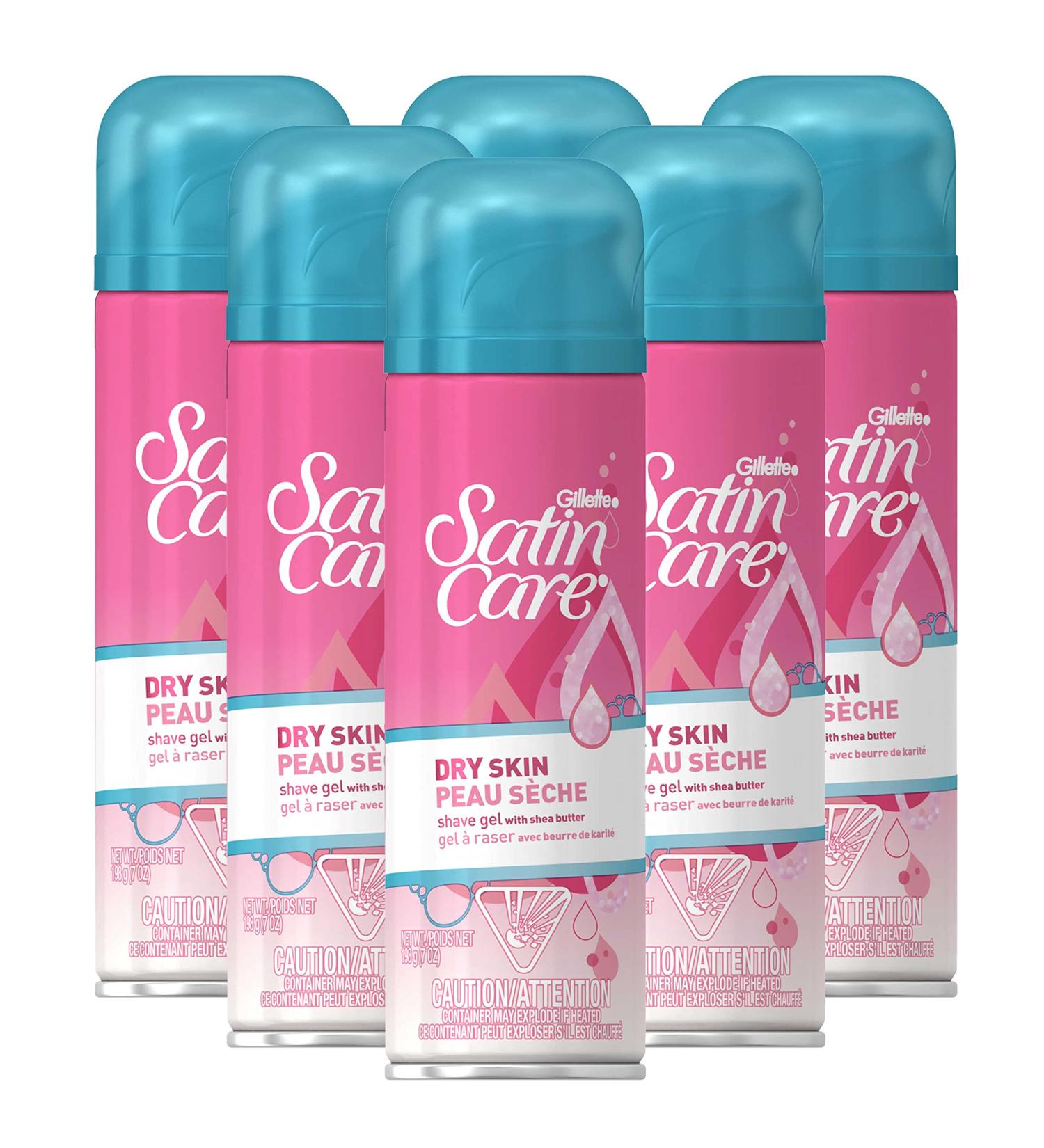 Gillette Satin Care Dry Skin Shave Gel for Women - 6 Pack 7oz Each | Infused with Shea Butter for Comfortable Shave - Buy Online on SooperMarket.com