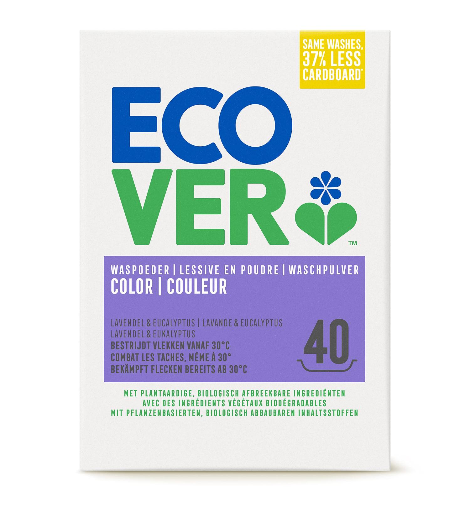 Ecover Color Washing Powder Concentrate Lavender 3kg - Eco-Friendly Detergent for Natural Colored Clothing (40 Wash Loads) - Buy Online on SooperMarket.com