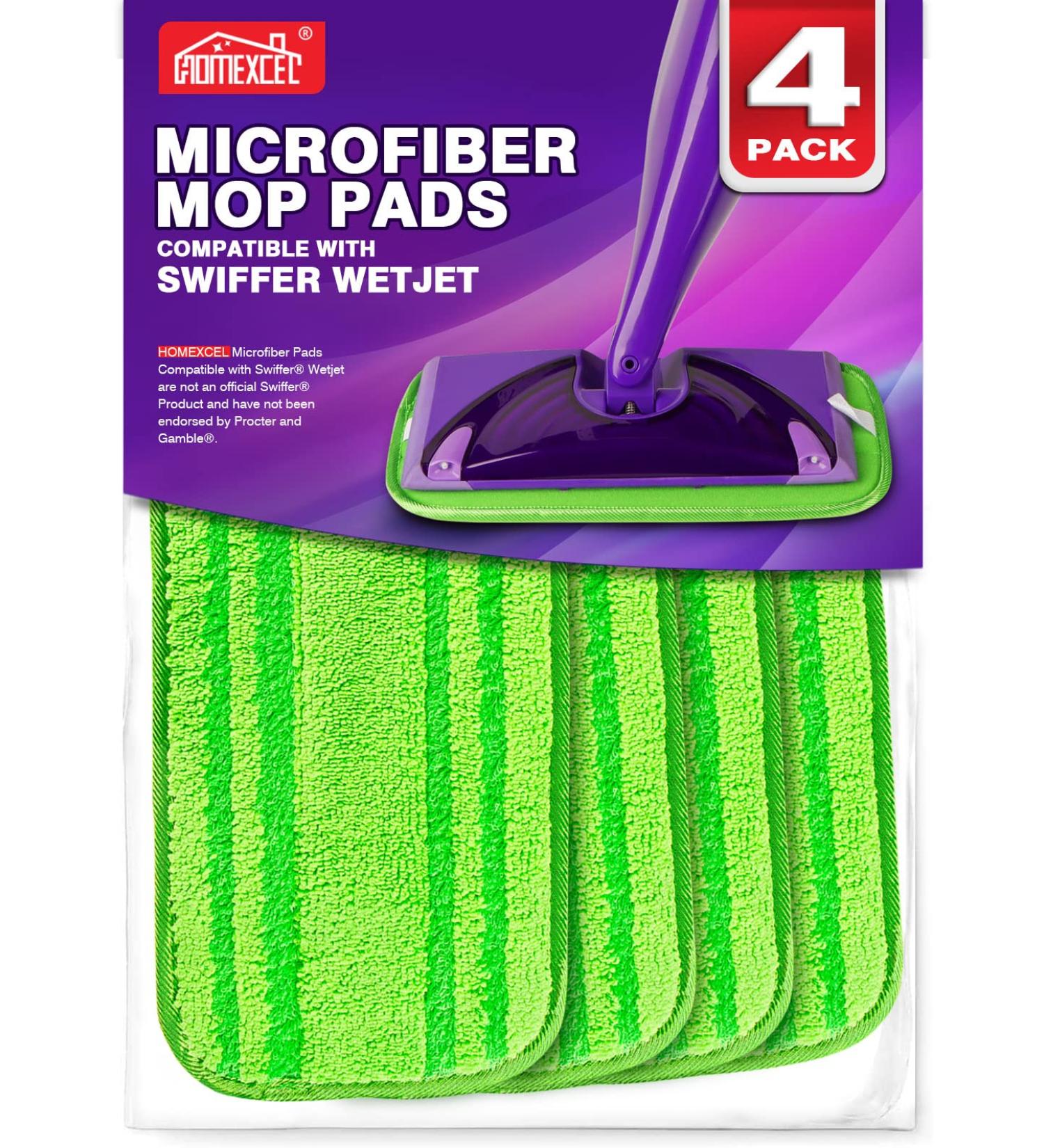 Microfiber Mop Pads for Swiffer Wet Jet - Reusable & Machine Washable - Pack of 4 - Buy Online on SooperMarket.com