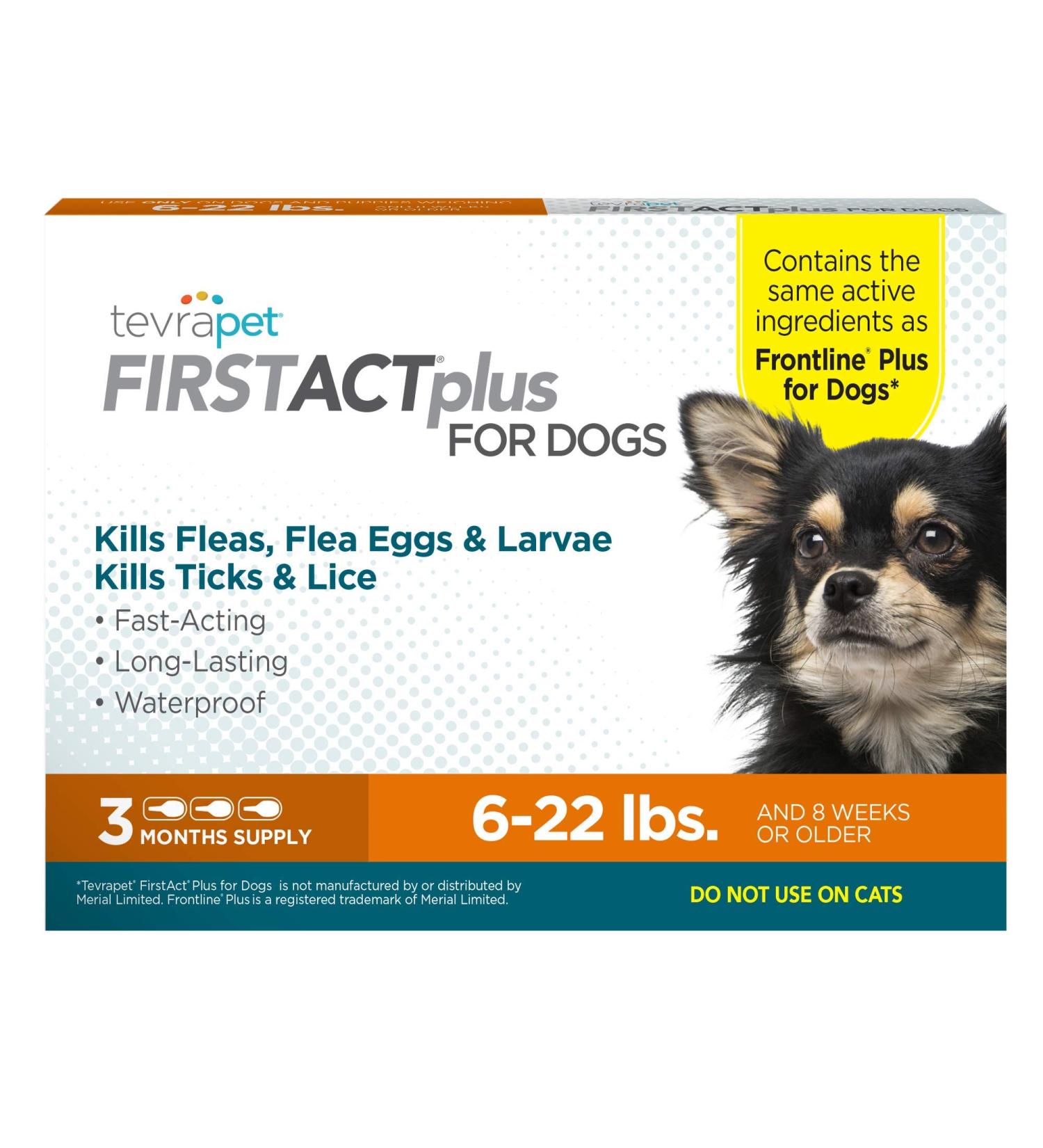 TevraPet FirstAct Plus Flea and Tick Prevention for Medium Dogs - 3 Doses (6-22 lbs) - Buy Online on SooperMarket.com