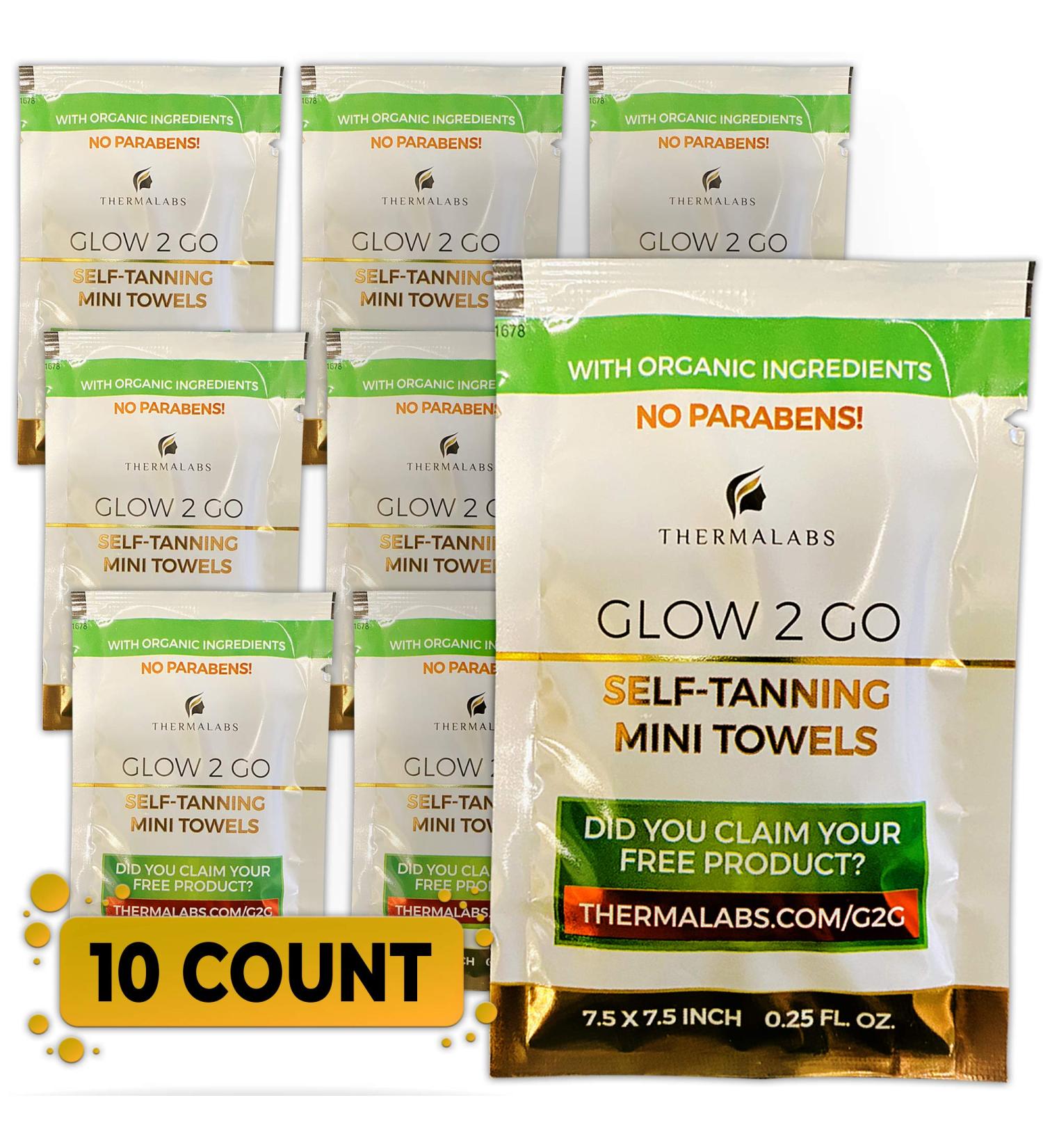 Organic Self Tanning Towels Set of 10 - Fair to Medium Tone | Face & Half Body Sunless Tan | Streak-Free Formula - Buy Online on SooperMarket.com