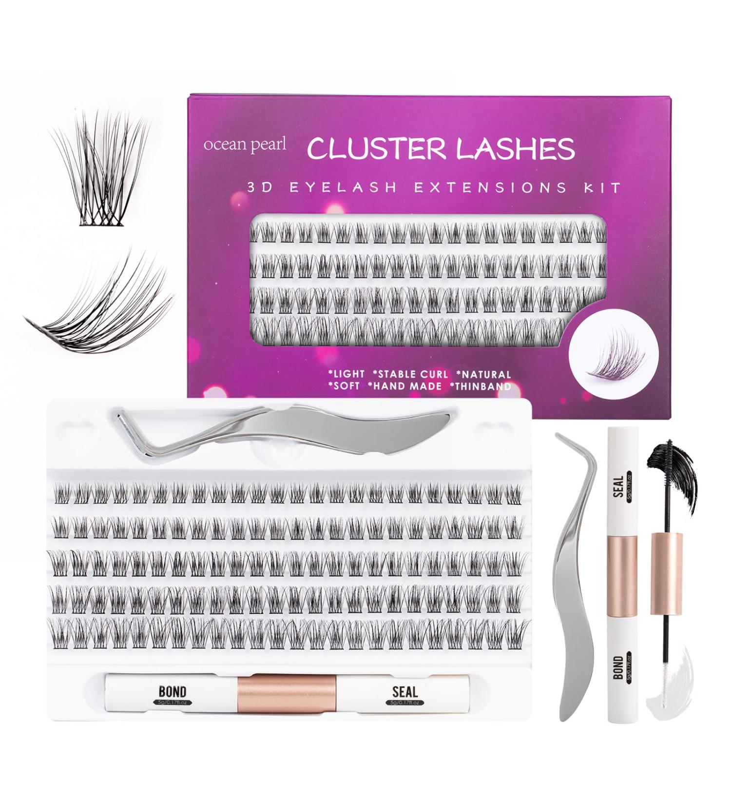Individual Lashes Kit with 120 Cluster Lashes, Tweezers, Lash Bond, and Seal - C/D Curl Mix 10-16mm Length - OP20 - Buy Online on SooperMarket.com