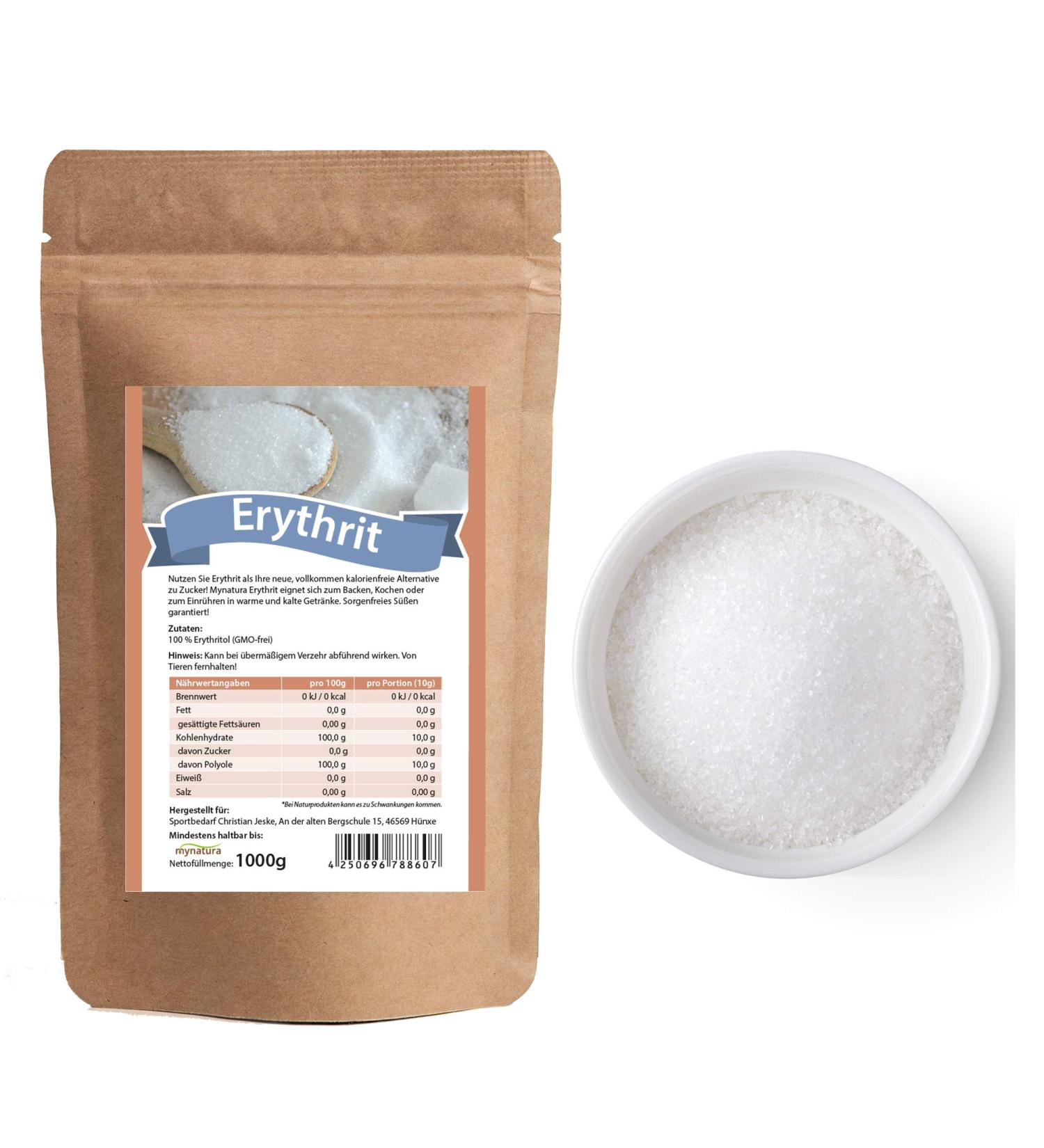 Mynatura Erythrit 1000g - Calorie-Free Sugar Replacement for Baking & Cooking | Erythritol Sweetener | Tooth-Friendly & Non-GMO - Buy Online on SooperMarket.com