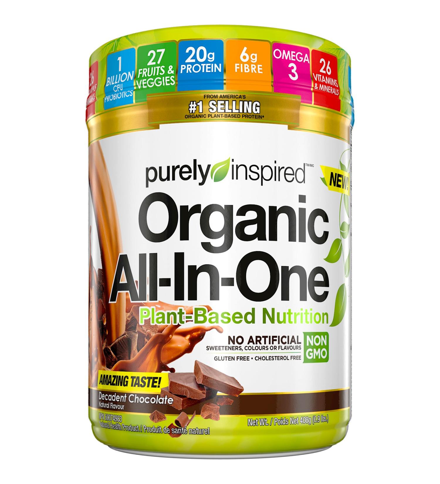 Purely Inspired Meal Replacement Shake Vegan Protein Powder | Purely Inspired Organic All In One | Plant Based Protein Powder for Women & Men | Organic Protein Powder | Vegan Friendly Chocolate (10 Servings) - Buy Online on SooperMarket.com