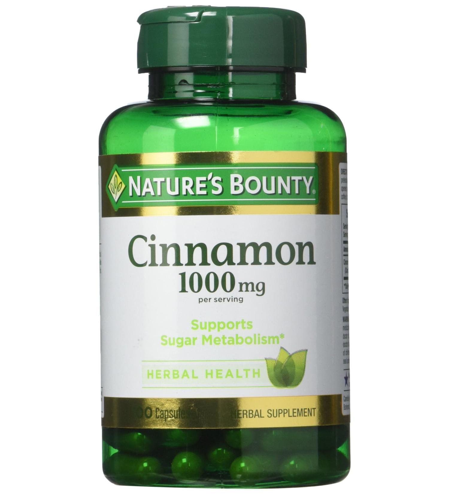 Nature's Bounty Cinnamon 1000mg Capsules - 100 Count - Buy Online on SooperMarket.com