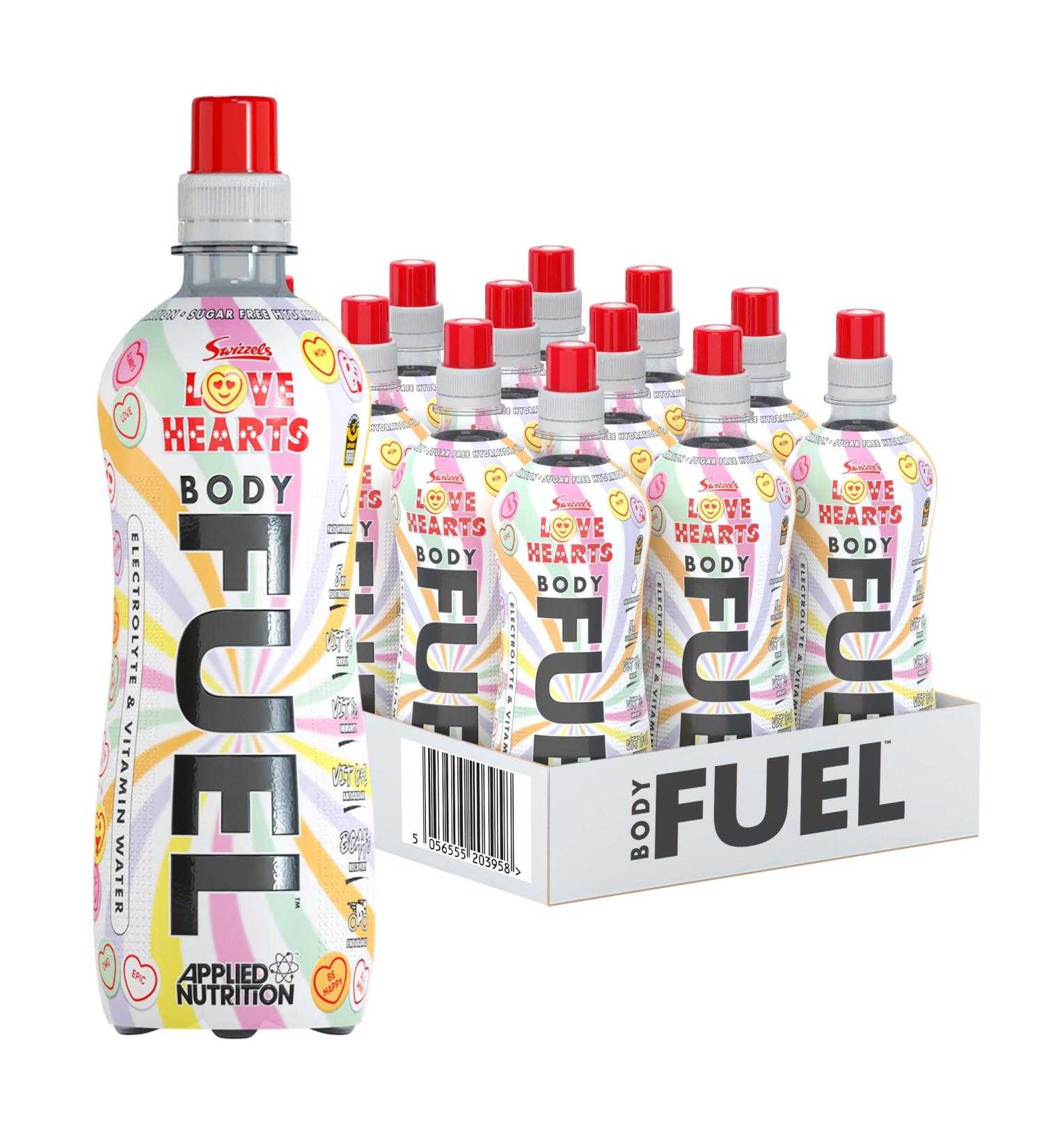 Applied Nutrition BodyFuel Electrolyte Water - BCAAs & Vitamins Hydration Drink (12 x 500ml) - Love Hearts Flavor - Buy Online on SooperMarket.com