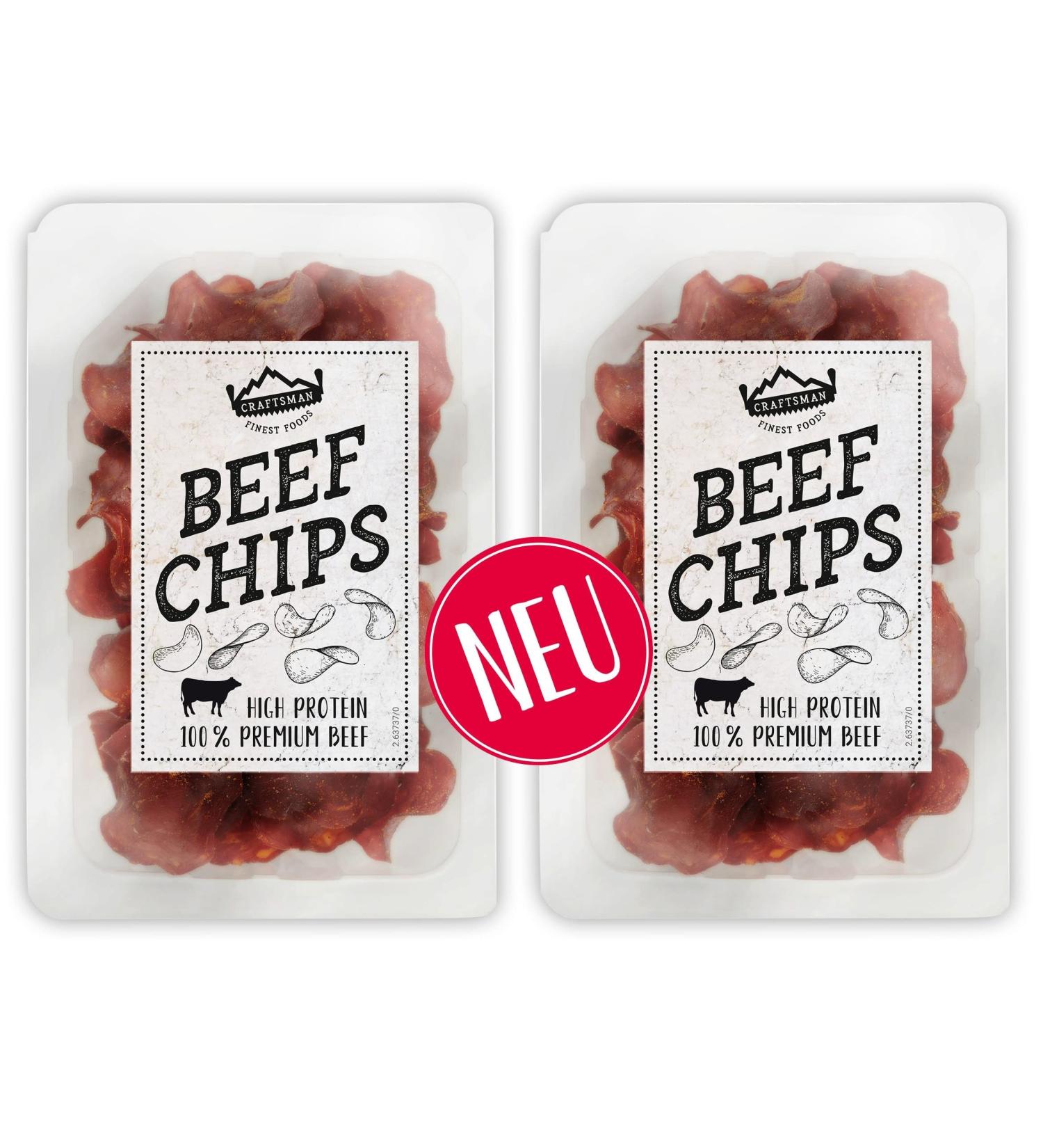 Craftsman Beef Chips | 100% Gluten-Free Smoked Beef Jerky | Crispy Protein-Rich Meat Snack | Perfect for Parties - 2 Packs (30g Each) - Buy Online on SooperMarket.com