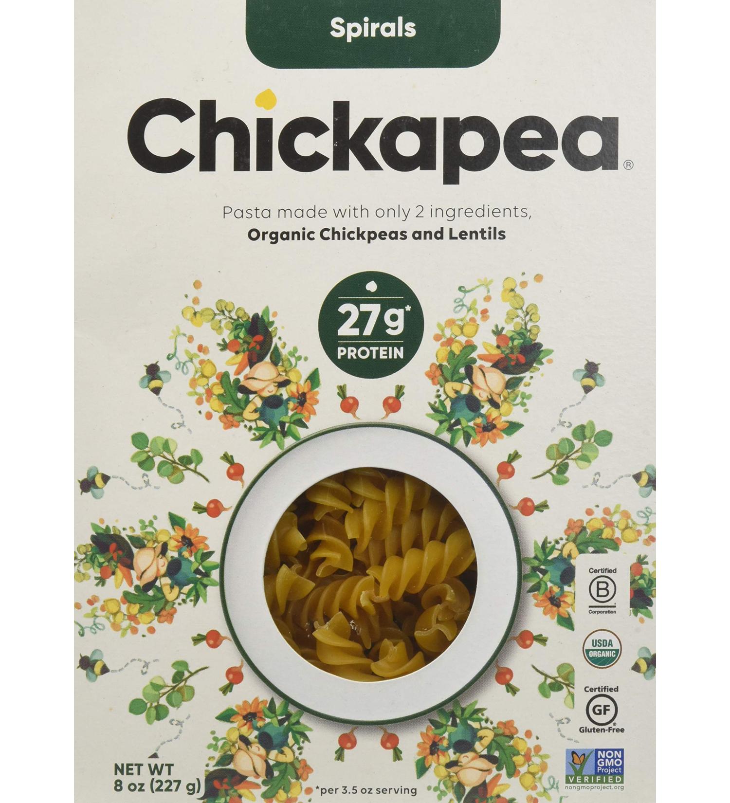 Chickapea Organic Chickpea & Red Lentil Pasta Spirals - Gluten-Free, Vegan, High Protein - 8 oz - Buy Online on SooperMarket.com