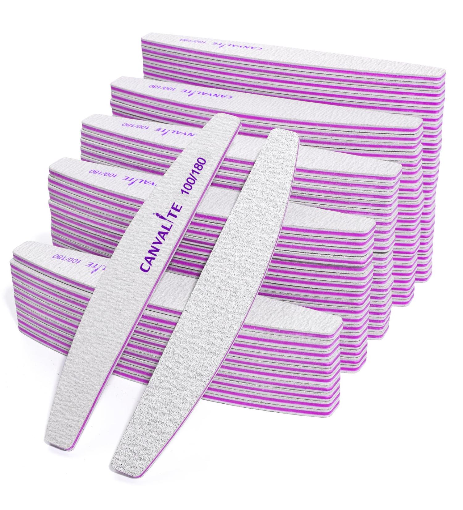 Canvalite 100 Professional Nail Files - Double-Sided Grit 100/180 Acrylic Gel for Manicure & Pet Care - 100PCs Lune - Buy Online on SooperMarket.com