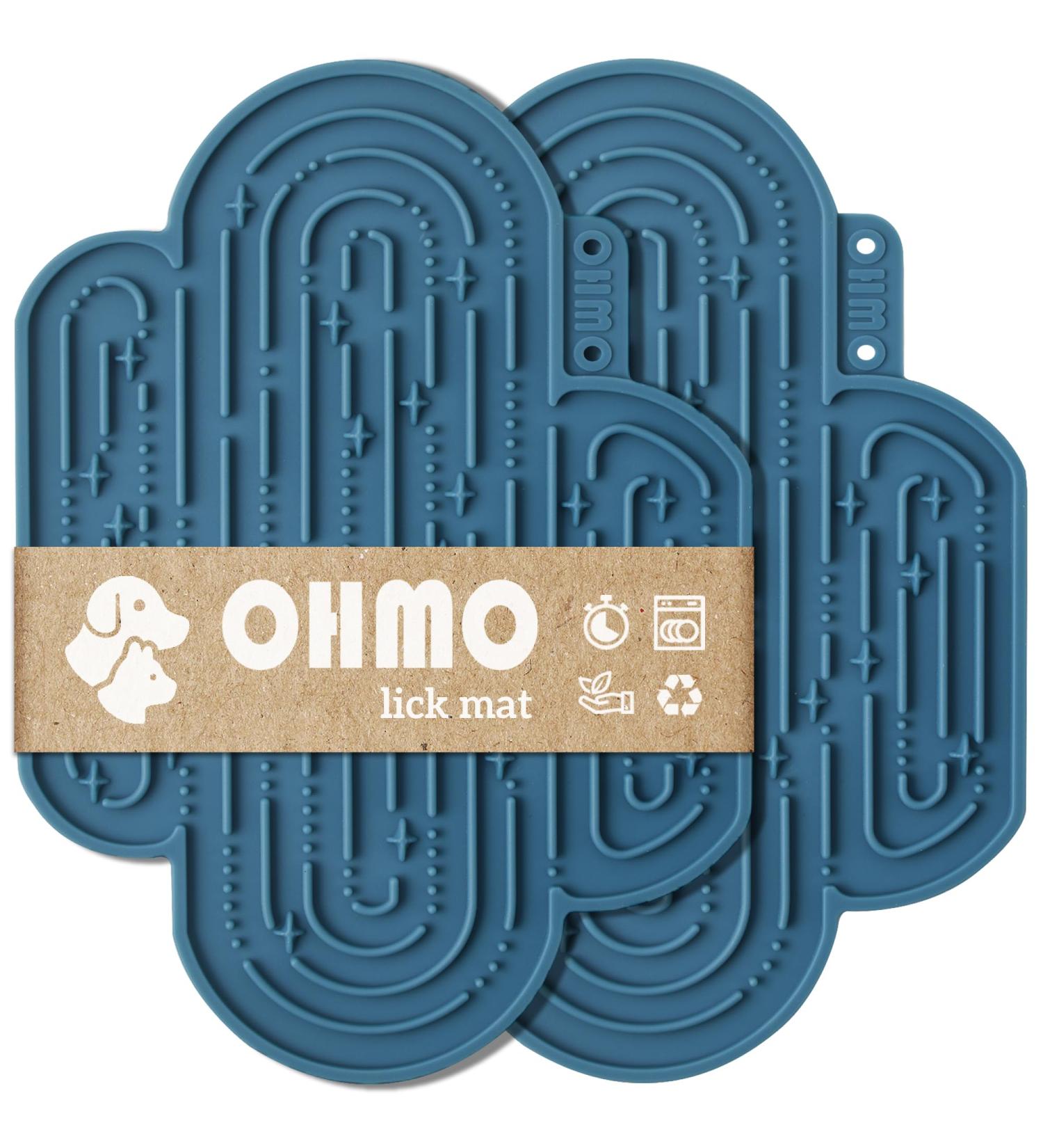 Ohmo Lick Mat for Dogs & Cats - 2 PCs Cute Cactus Design | Leak Mat for Puppy Fear Relief & Slow Feeding | Food-Grade Silicone (Dark Blue) - Buy Online on SooperMarket.com