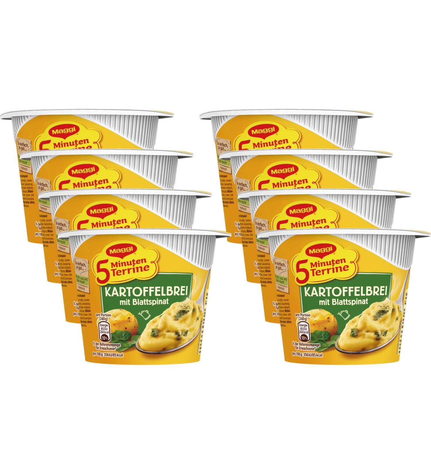 Buy Maggi 5 Minute Terrine Mashed Potatoes with Leaf Spinach - 8 Pack (47g Each) | Fast International Shipping - Buy Online on SooperMarket.com