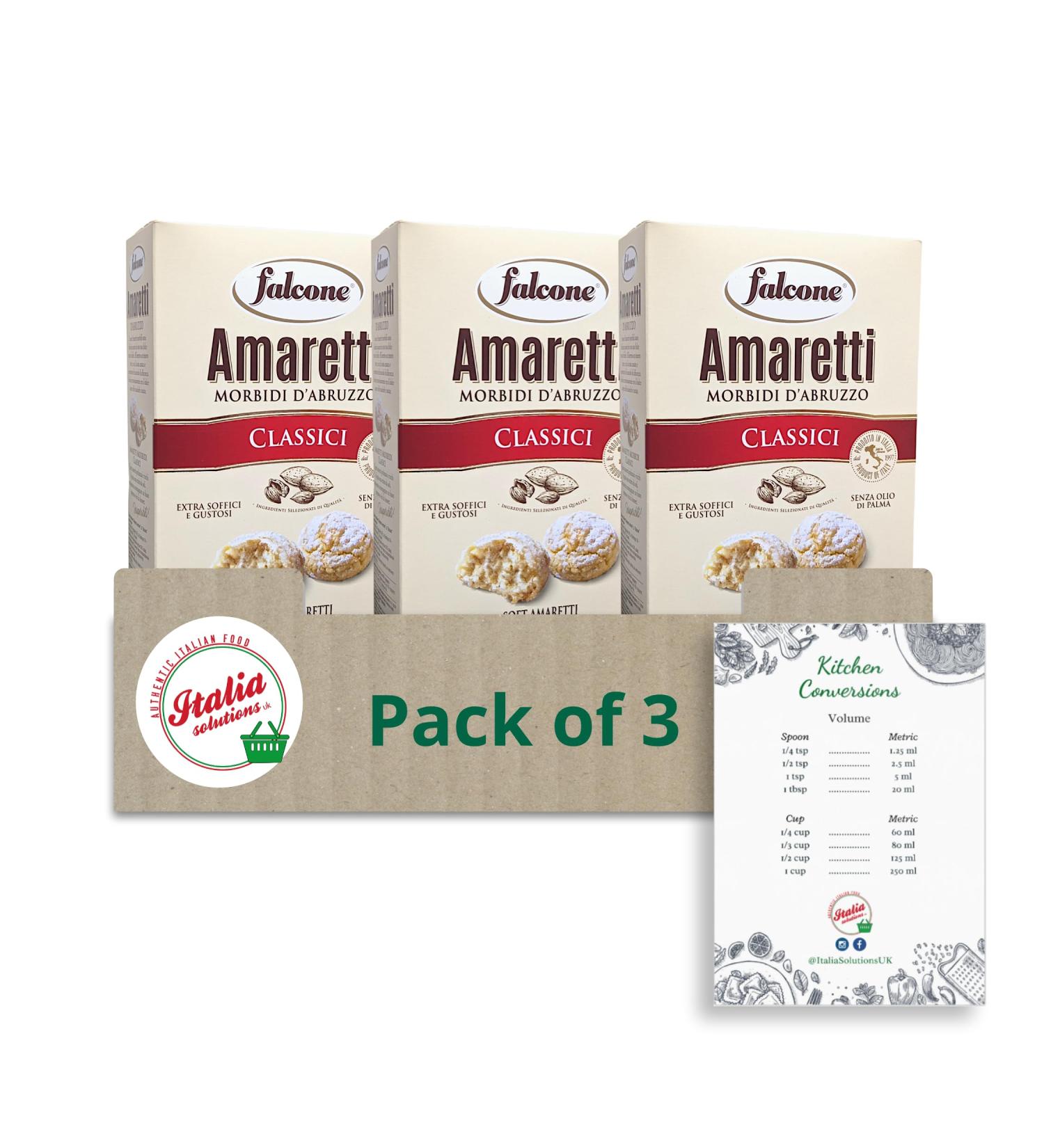 Falcone Soft Almond Amaretti 170g Pack of 3 Amaretti Mandorle Morbidi with Italia Solutions Kitchen Conversion Card - Buy Online on SooperMarket.com