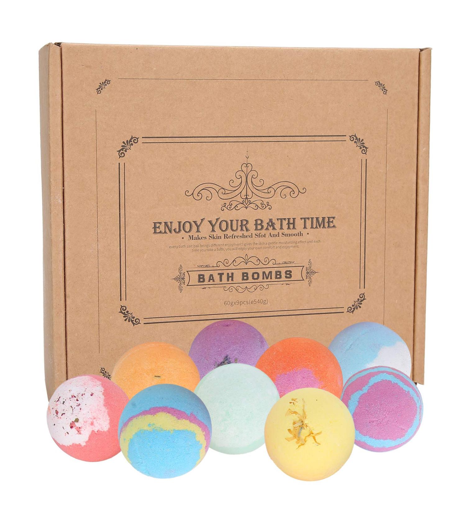 9PCS Bubble Salt Bubble Ball Set - Natural Handmade Organic Foot Bath Spa Balls for Women | Moisturizing Skin Gifts - Buy Online on SooperMarket.com