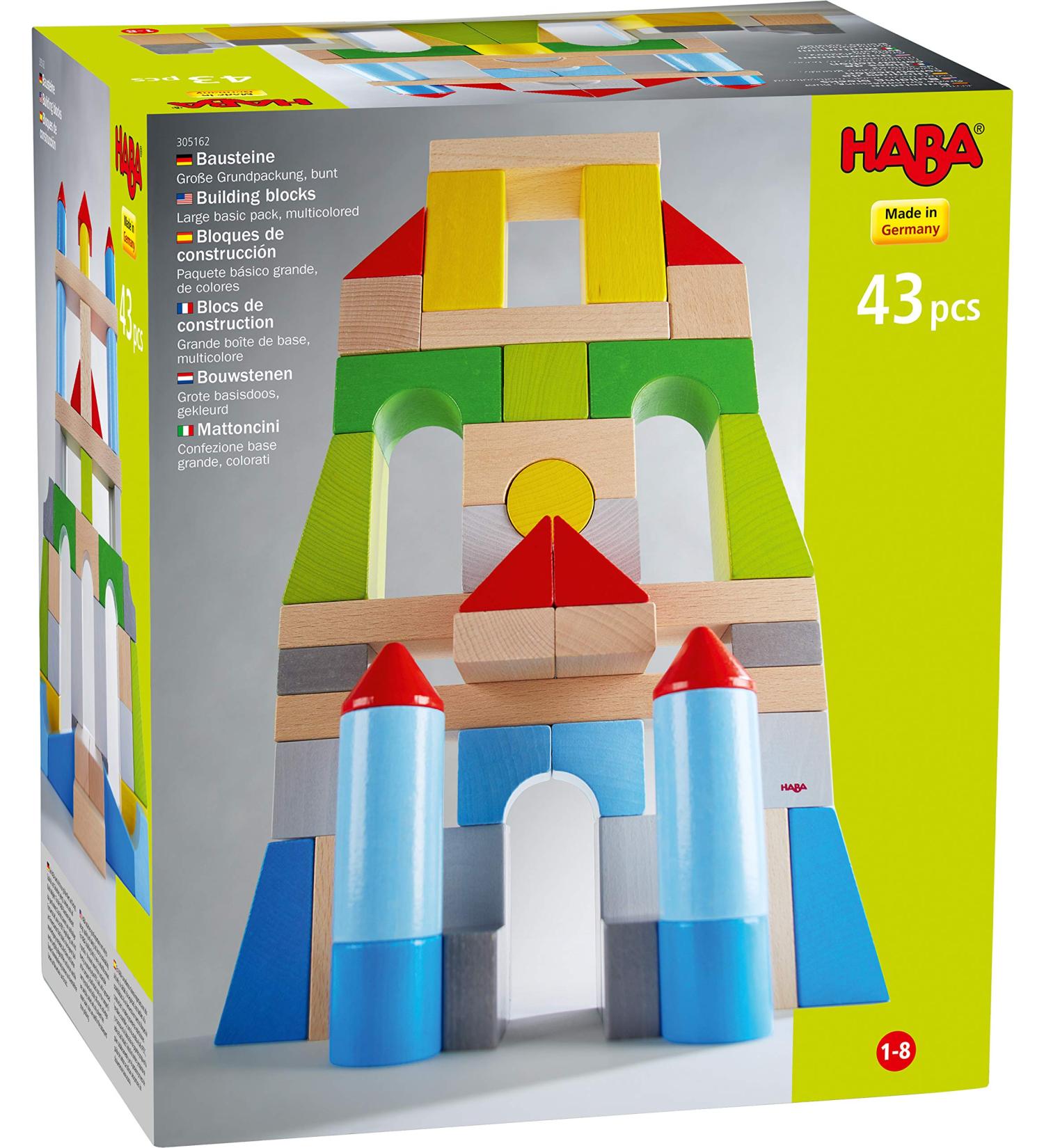 HABA 305162 Building Blocks - Large Colorful Set for Kids Age 1-8 43 Wooden Stones for Motor Skills Development - Buy Online on SooperMarket.com