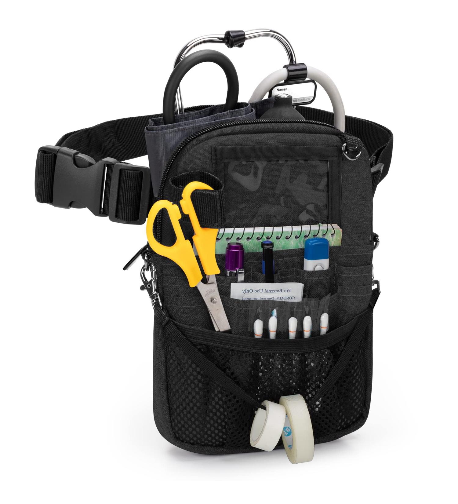 Trunab Vet Nurse Pouch with Multiple Pockets Nurse Waist Bag Fanny Pack with Adjustable Waist Strap for Stethoscope Scissors and Other Medical Supplies Black - Patented Design Black 1 - Buy Online on SooperMarket.com