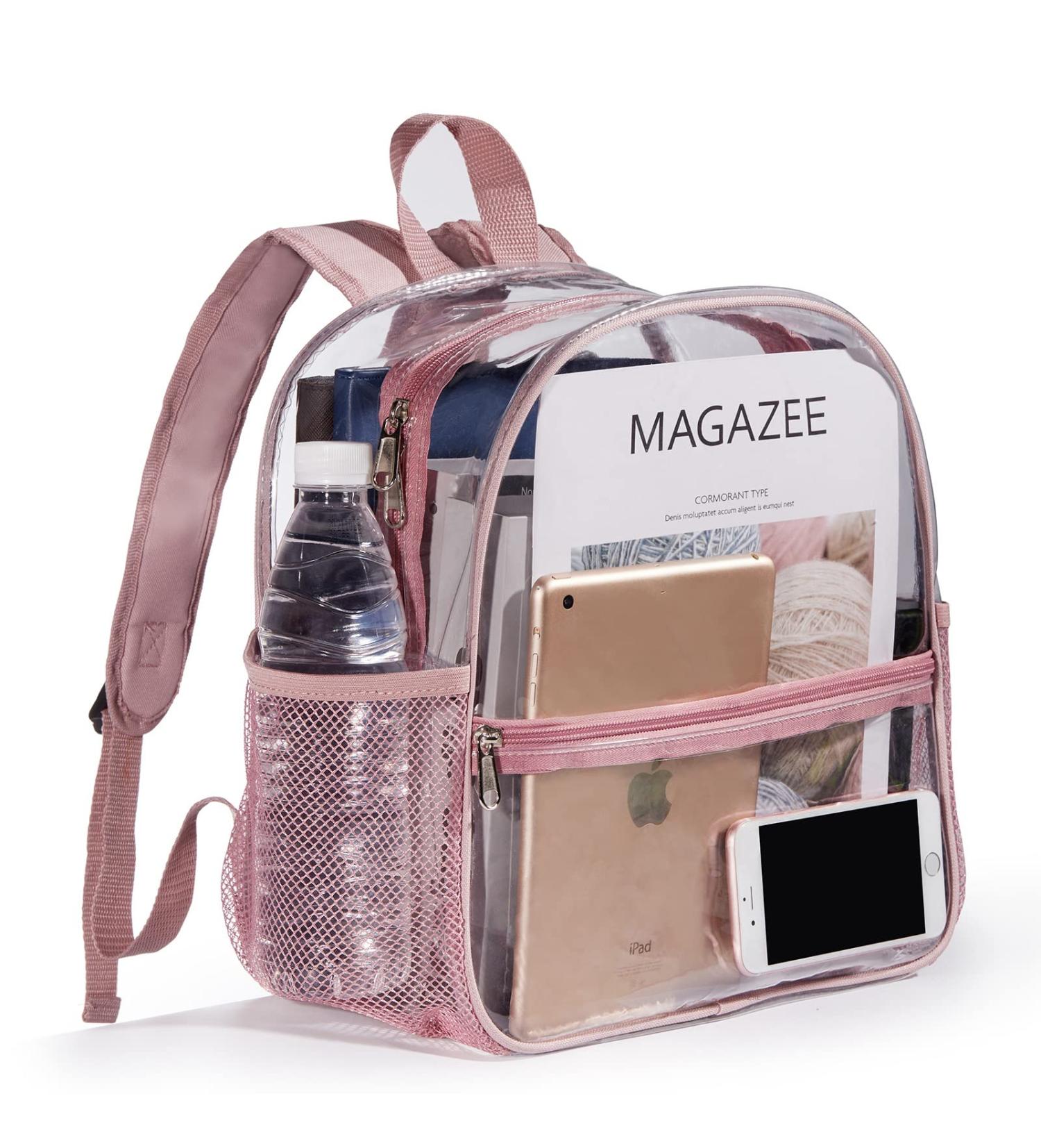Mini Clear Stadium Approved Backpack 12x12x6 - Rose Gold for Women & Girls - Buy Online on SooperMarket.com