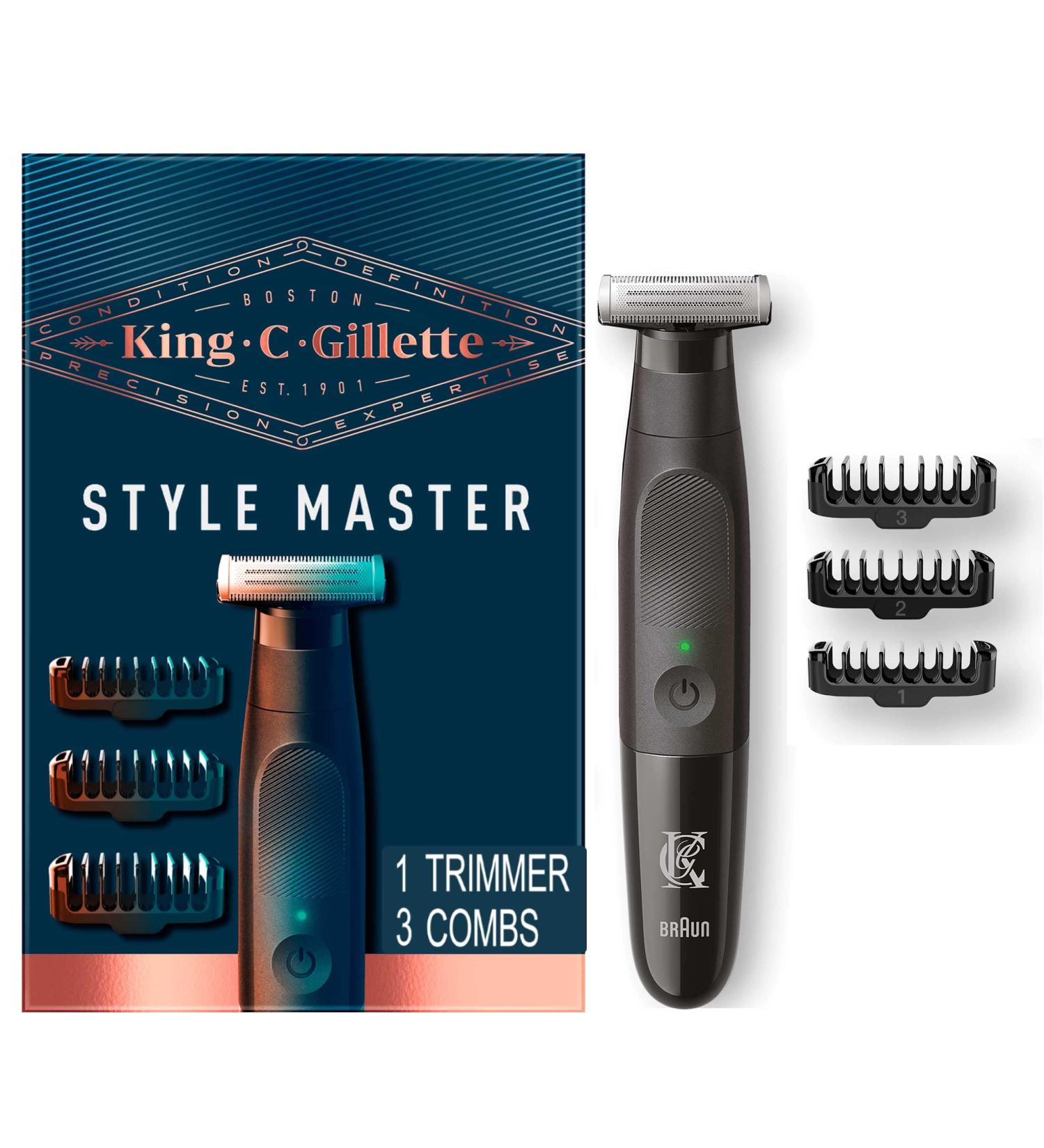 King C. Gillette Beard Trimmer for Men | Cordless 4D Blade & Waterproof with 3 Combs - Buy Online on SooperMarket.com