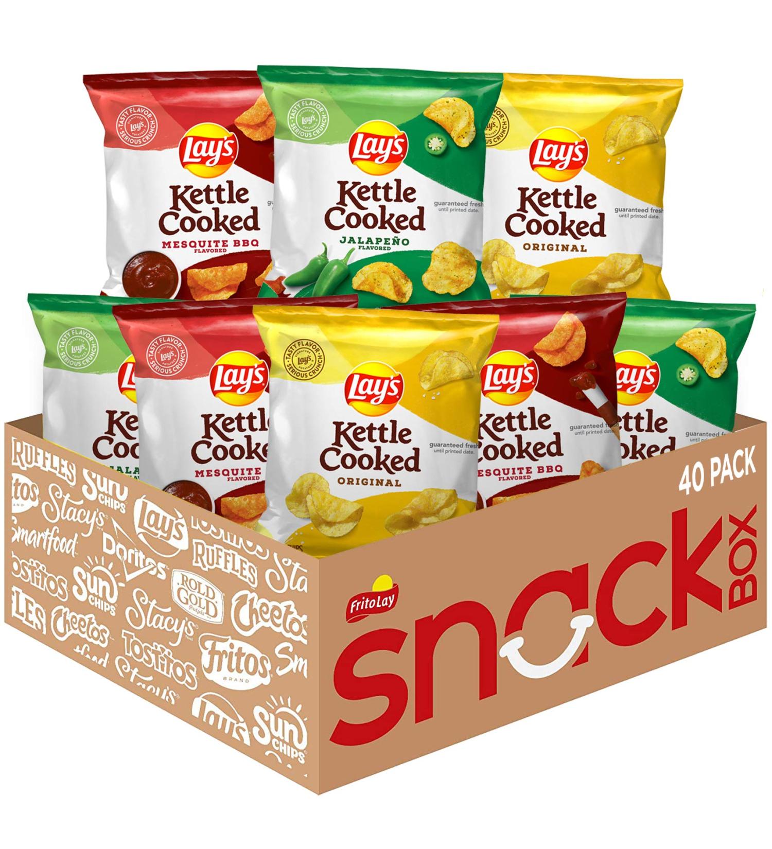 Lay's Kettle Cooked Potato Chips Variety Pack - 40 x 0.85 oz Bags - Buy Online on SooperMarket.com
