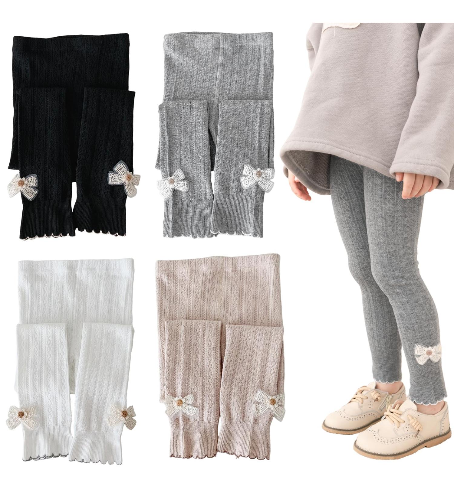 SILKGLORY Girls Leggings 2 Pcs | Tights for Baby Toddler Girls 2-9 Years | Black/Gray/White/Apricot Colors | 4-5 Years Sizes Available - Buy Online on SooperMarket.com