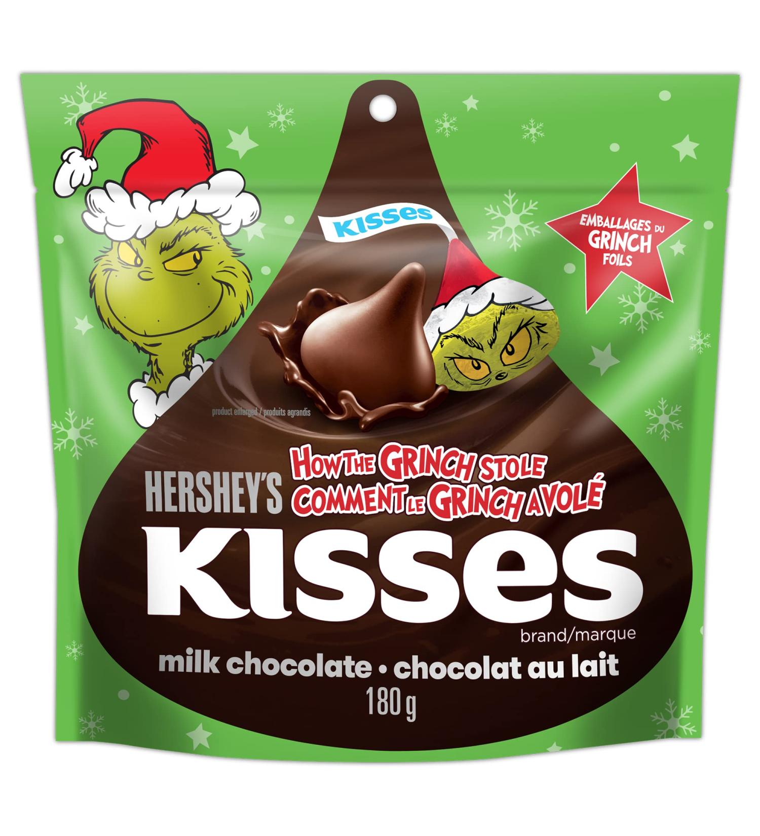 HERSHEY'S KISSES Grinch Milk Chocolate - Christmas Candy Stocking Stuffers 180g - Buy Online on SooperMarket.com